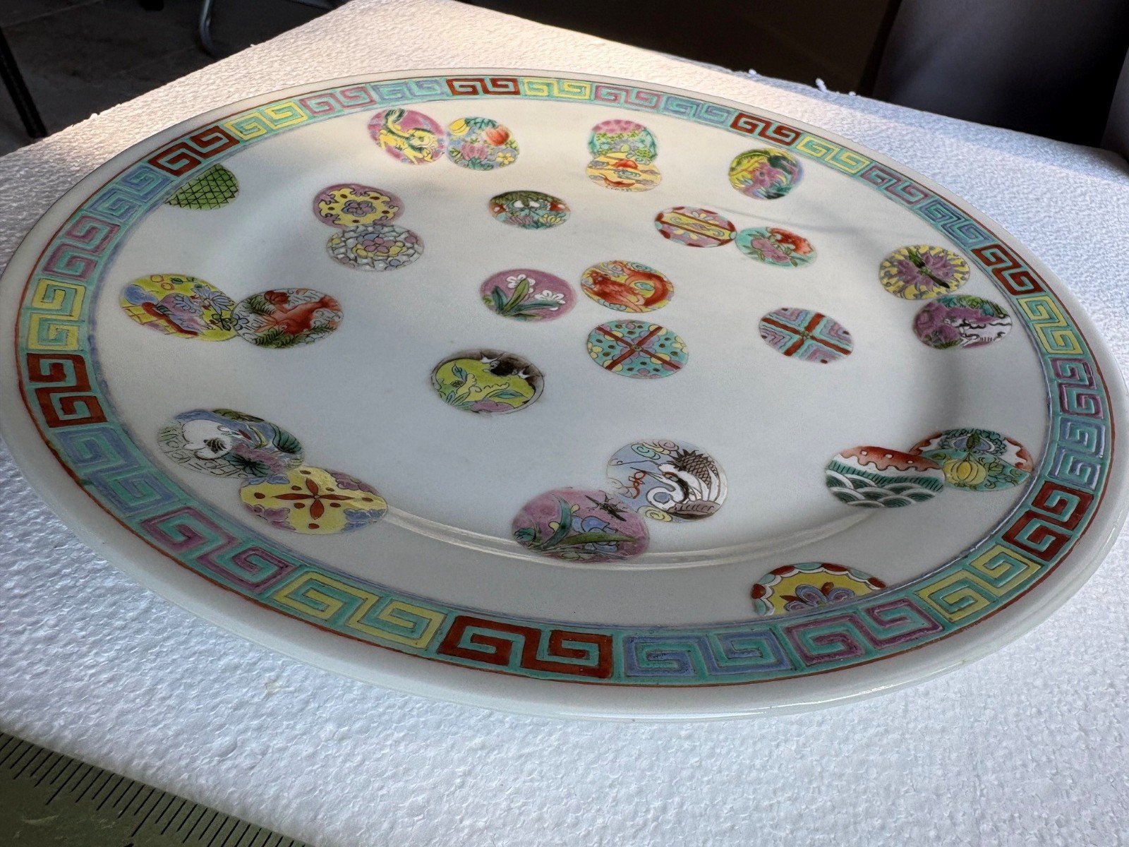 Vintage Chinese Famille Rose Porcelain Plate with “Da Qing Guangxu Nian Zhi” Mar
