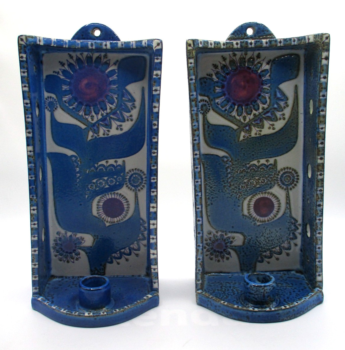 PAIR ROYAL COPENHAGEN FAJANCE BERTE JESSEN WALL MOUNT CANDLE HOLDERS PAIR ROYAL COPENHAGEN FAJANCE BERTE JESSEN WALL MOUNT CANDLE HOLDERS