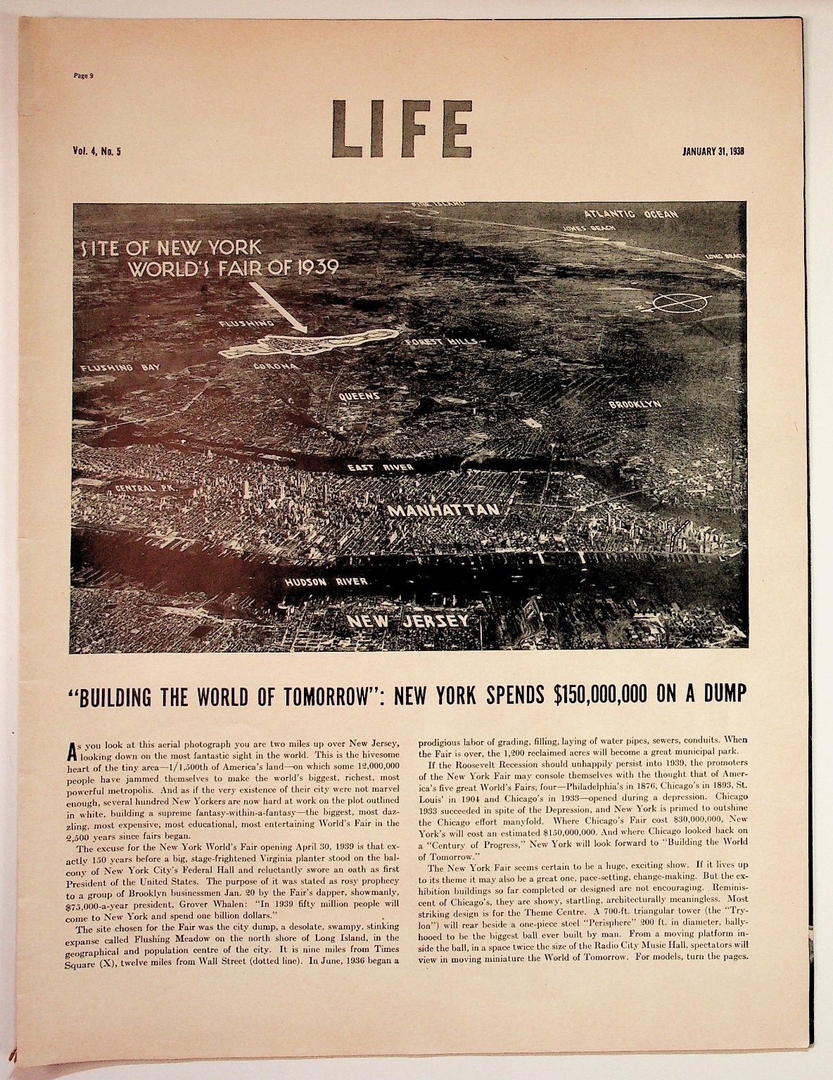 1938 LIFE Magazine NYC World's Fair 1939 Planning Trylon Perisphere Original Ad