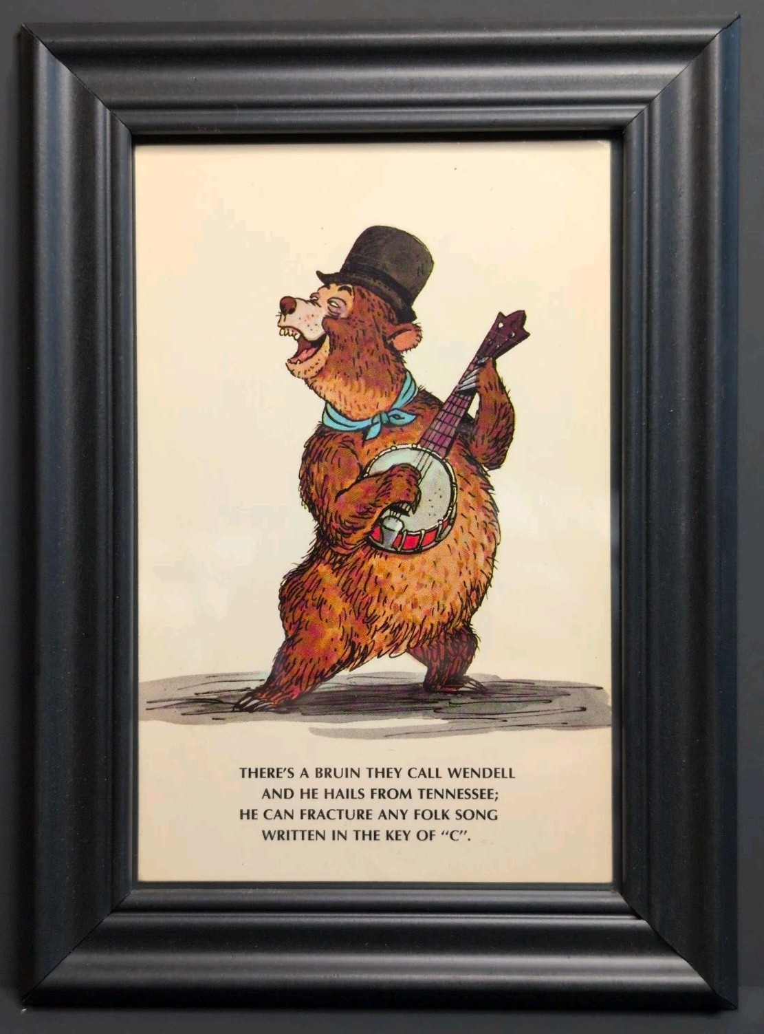 Vintage 1970s Disney Country Bear Jamboree "Wendell" Postcard Framed Wall Decor Vintage 1970s Disney Country Bear Jamboree "Wendell" Postcard Framed Wall Decor
