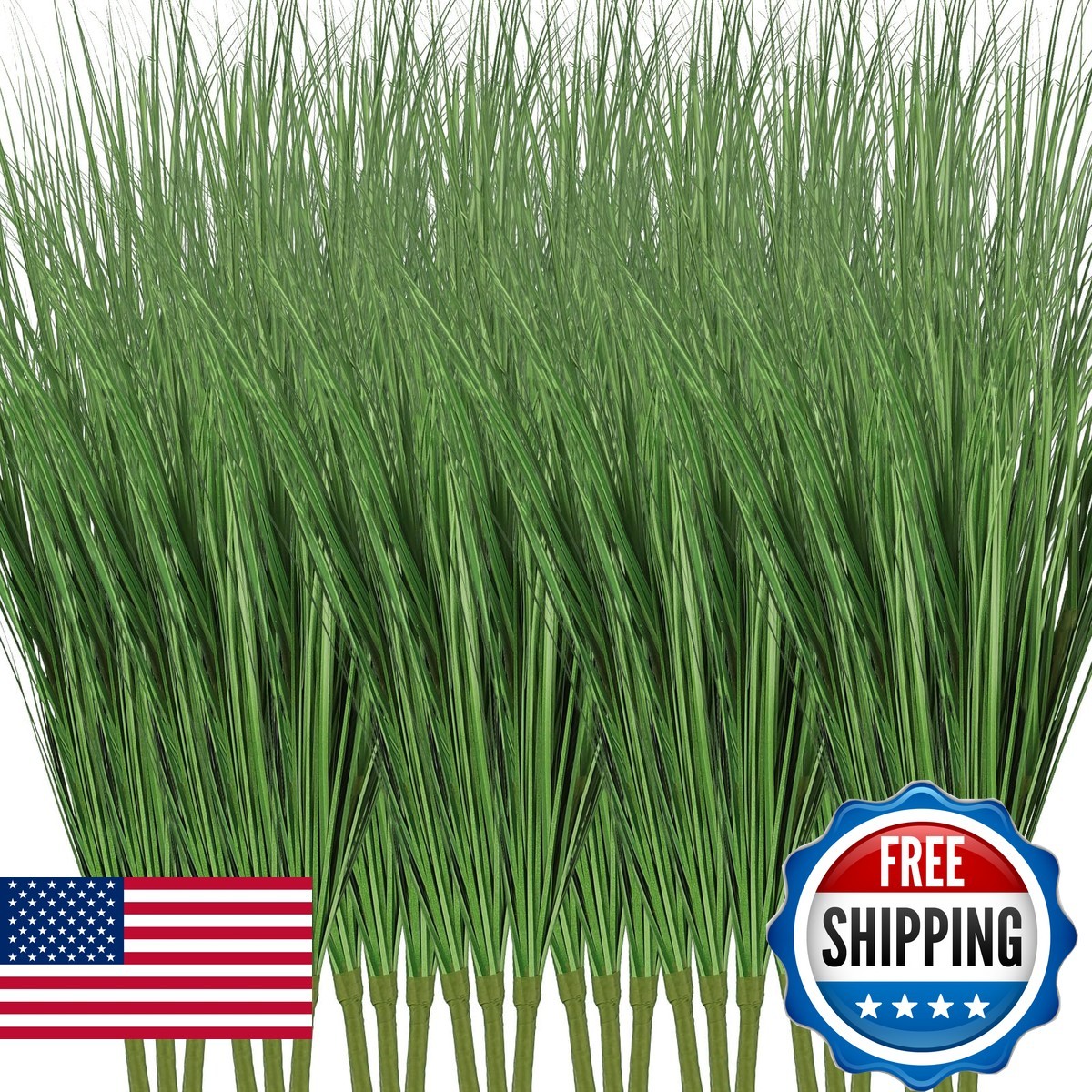 Tigeen 18 Pcs 33 Inch Faux Grasses Artificial Grass Outdoor Green