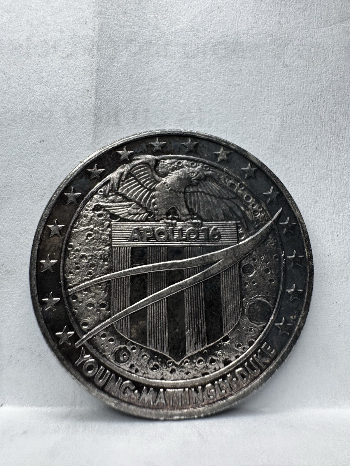 Vintage Apollo 16 Silver Commemorative Medal NASA Coin Young Mattingly Vintage Apollo 16 Silver Commemorative Medal NASA Coin Young Mattingly