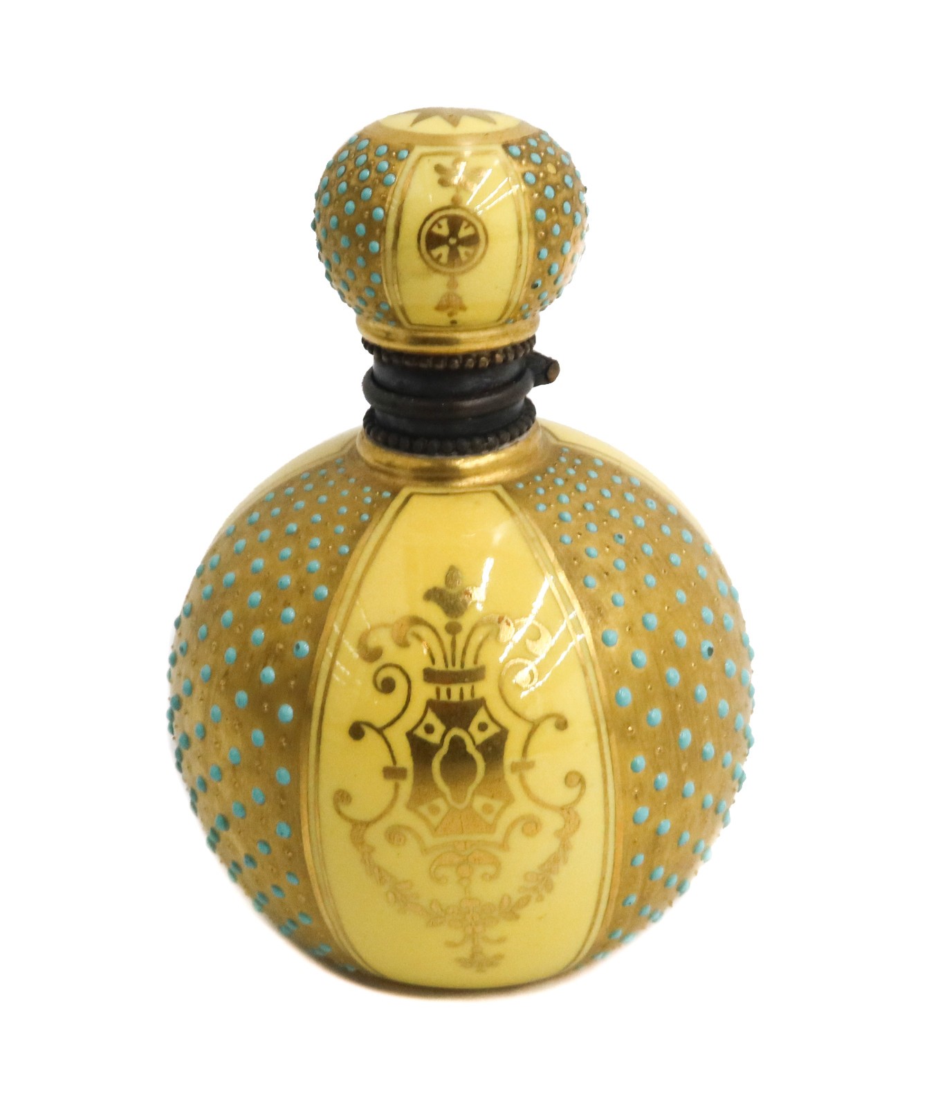 Coalport England Gilt and Enameled Porcelain Miniature Scent Bottle circa 1880