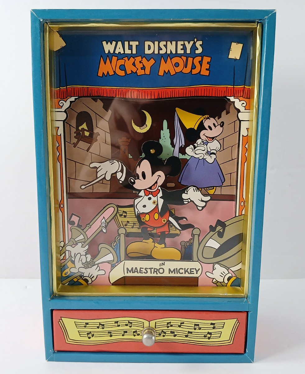 Vintage MAESTRO MICKEY MOUSE Marionette Music Trinket Box MICKEY MOUSE CLUB SONG