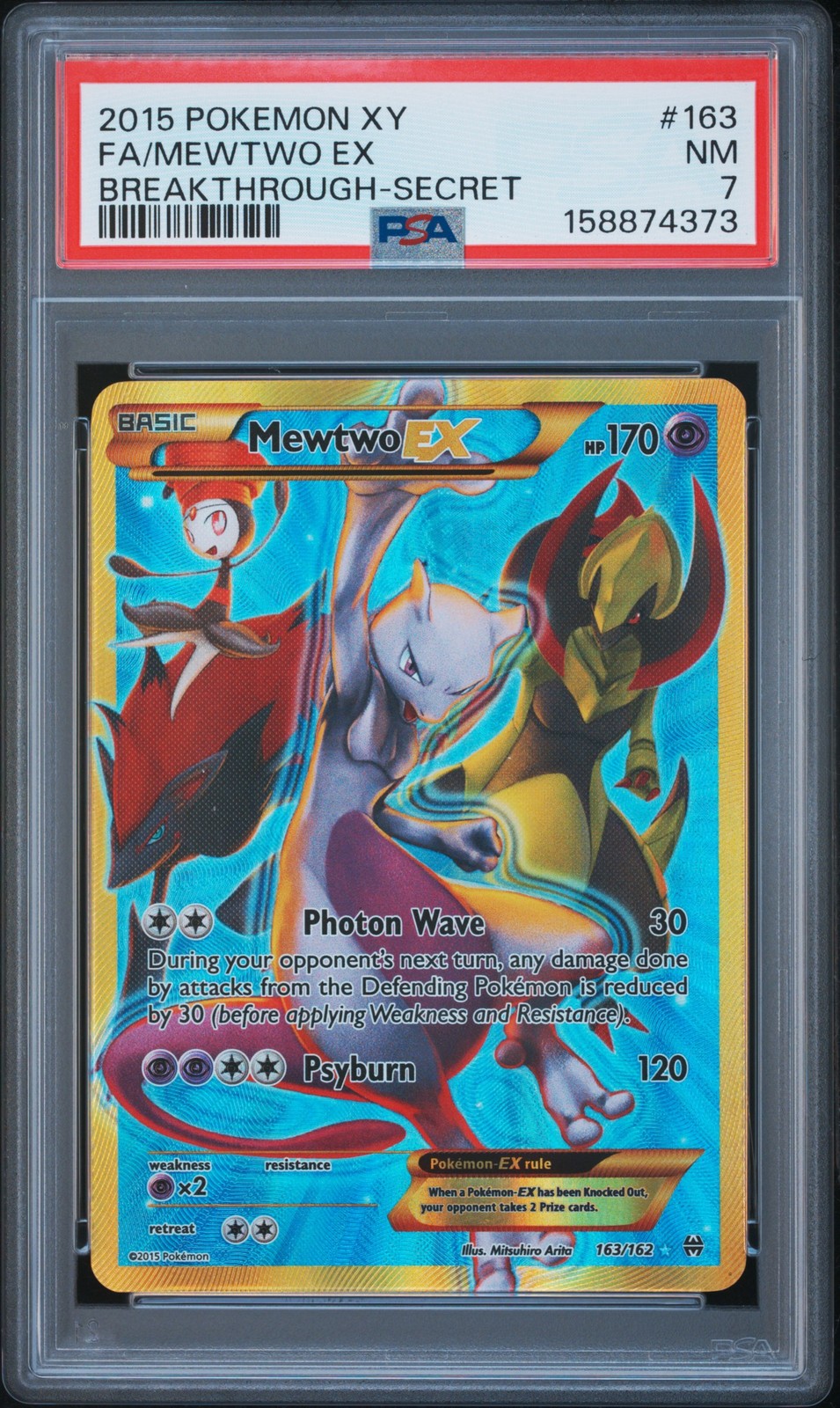 PSA 7 MEWTWO EX 163/162 | Breakthrough Full Art Pokemon Card PSA 7 MEWTWO EX 163/162 | Breakthrough Full Art Pokemon Card