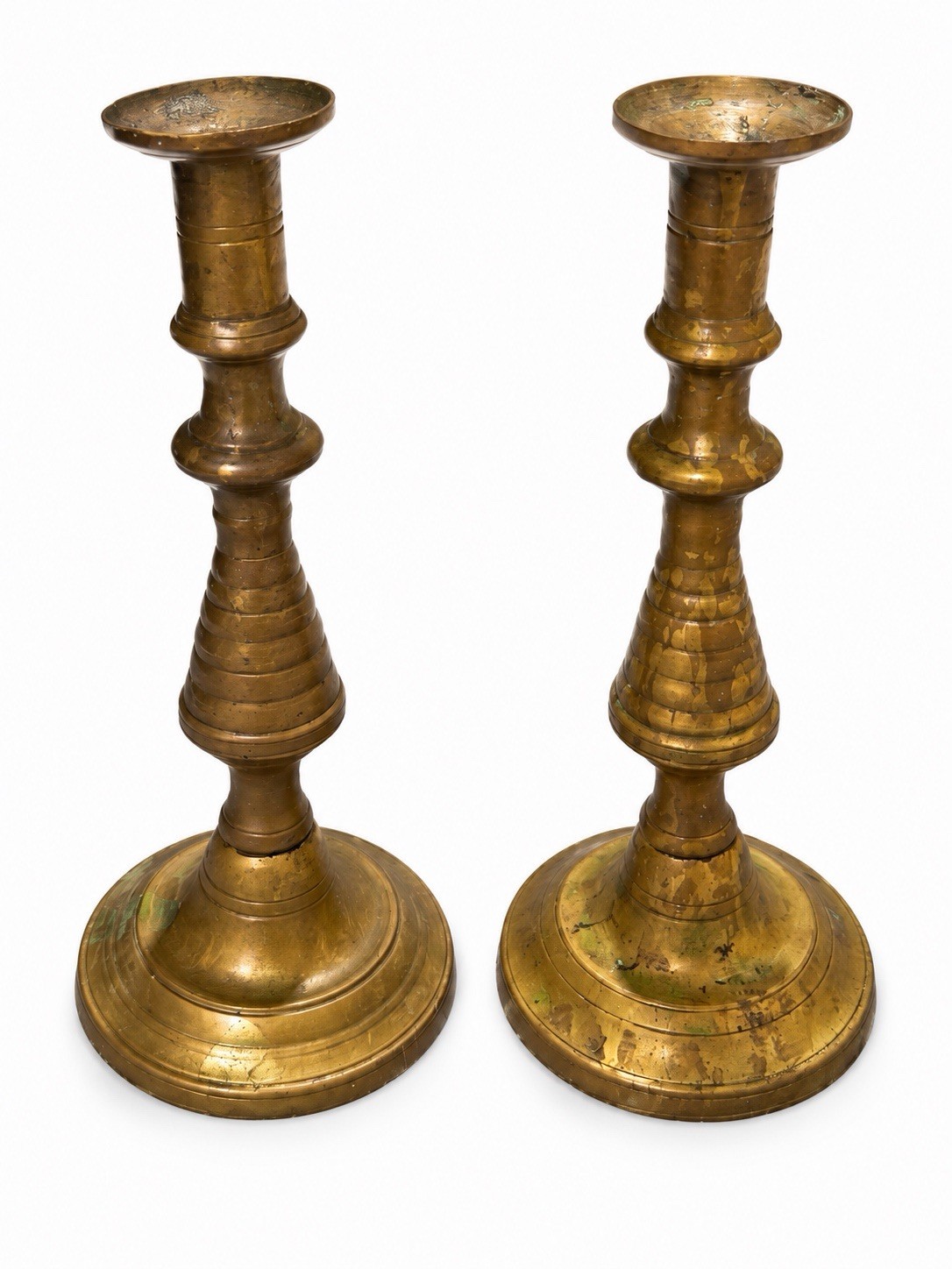 Antique 19th Century English Brass Candlestick Pair Antique 19th Century English Brass Candlestick Pair