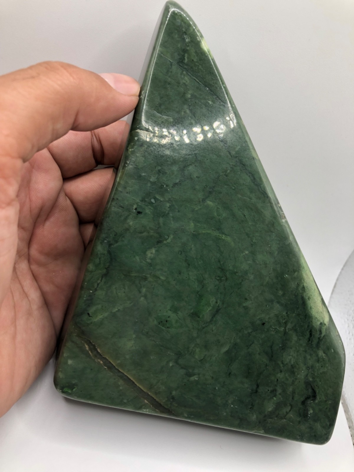 Huge 1kg Natural Nephrite Jade Polished Stone – Green Jade Specimen Display Huge 1kg Natural Nephrite Jade Polished Stone – Green Jade Specimen Display