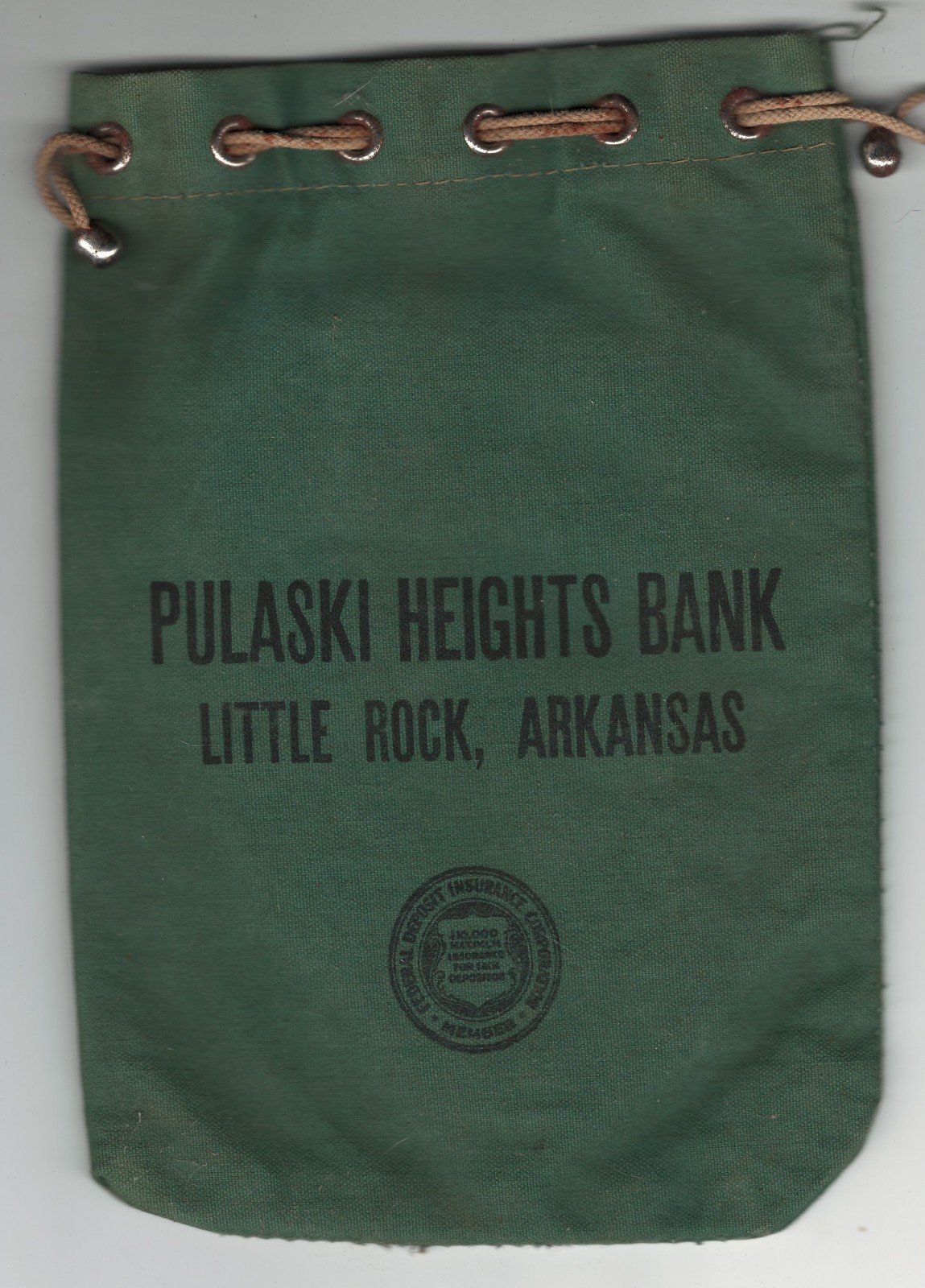 PULASKI HEIGHTS BANK LITTLE ROCK ARKANSAS MONEY BAG PULASKI HEIGHTS BANK LITTLE ROCK ARKANSAS MONEY BAG