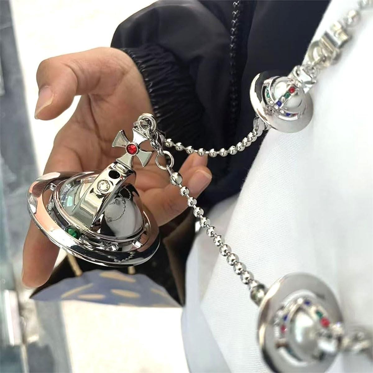 Vivienne Westwood Saturn Shape Electronic Gas Lighter Orb Silver with Shop Bag Vivienne Westwood Saturn Shape Electronic Gas Lighter Orb Silver with Shop Bag