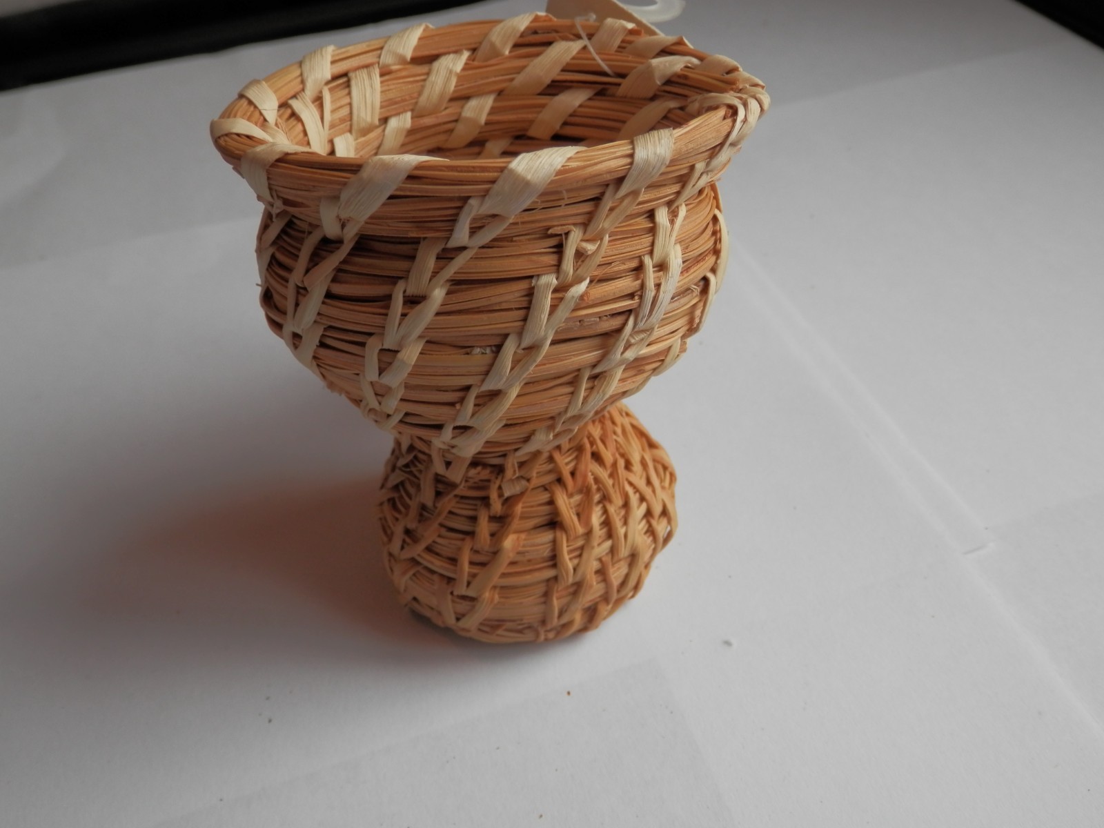 Hand Coiled Mini Tohono O'odham Pedestal Basket with Maker's Tag Hand Coiled Mini Tohono O'odham Pedestal Basket with Maker's Tag