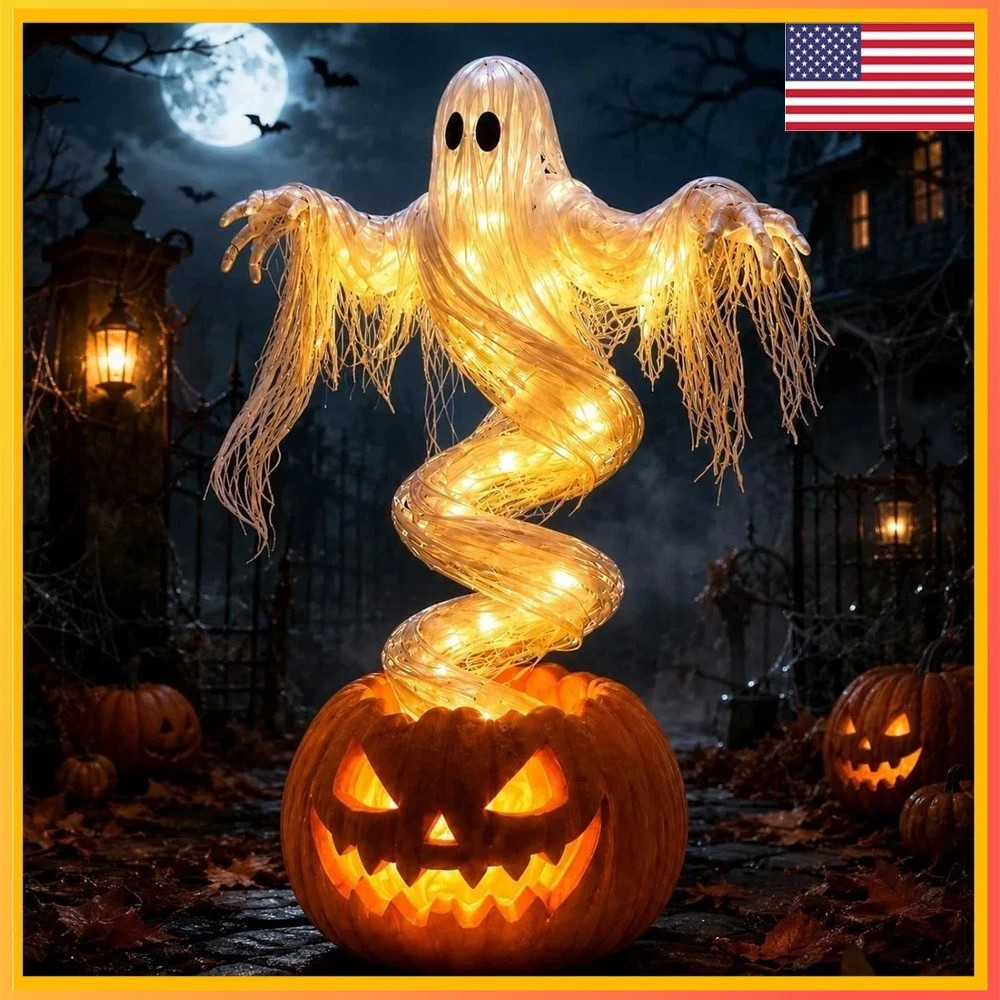 LED Swirling Ghost Pumpkin Yard Lamp | Lighted Halloween Garden Decor, Outdoor L LED Swirling Ghost Pumpkin Yard Lamp | Lighted Halloween Garden Decor, Outdoor L