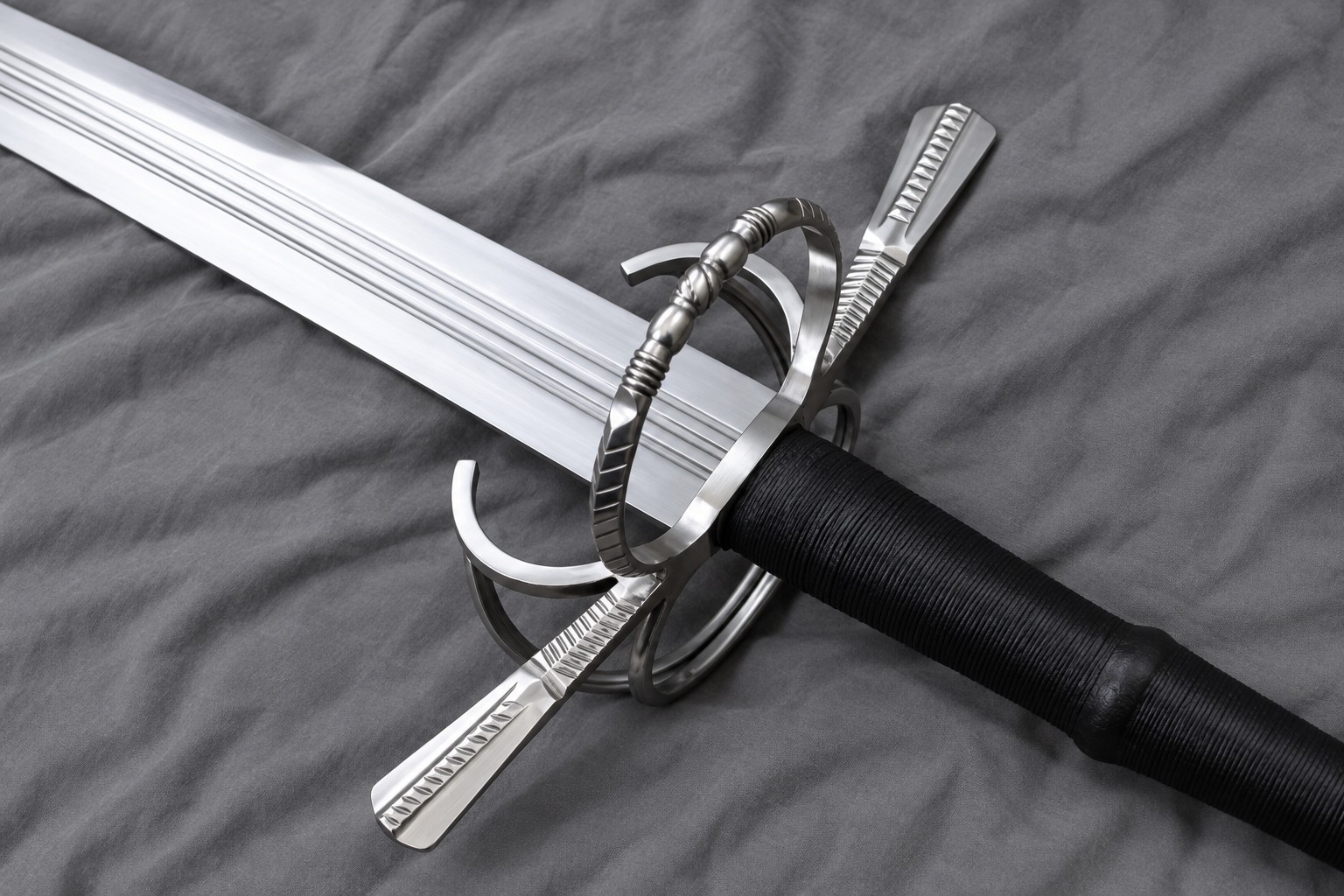 HEMA Two Hand Long Sword Type  1095 Steel Blunt Swept Hilt Training...