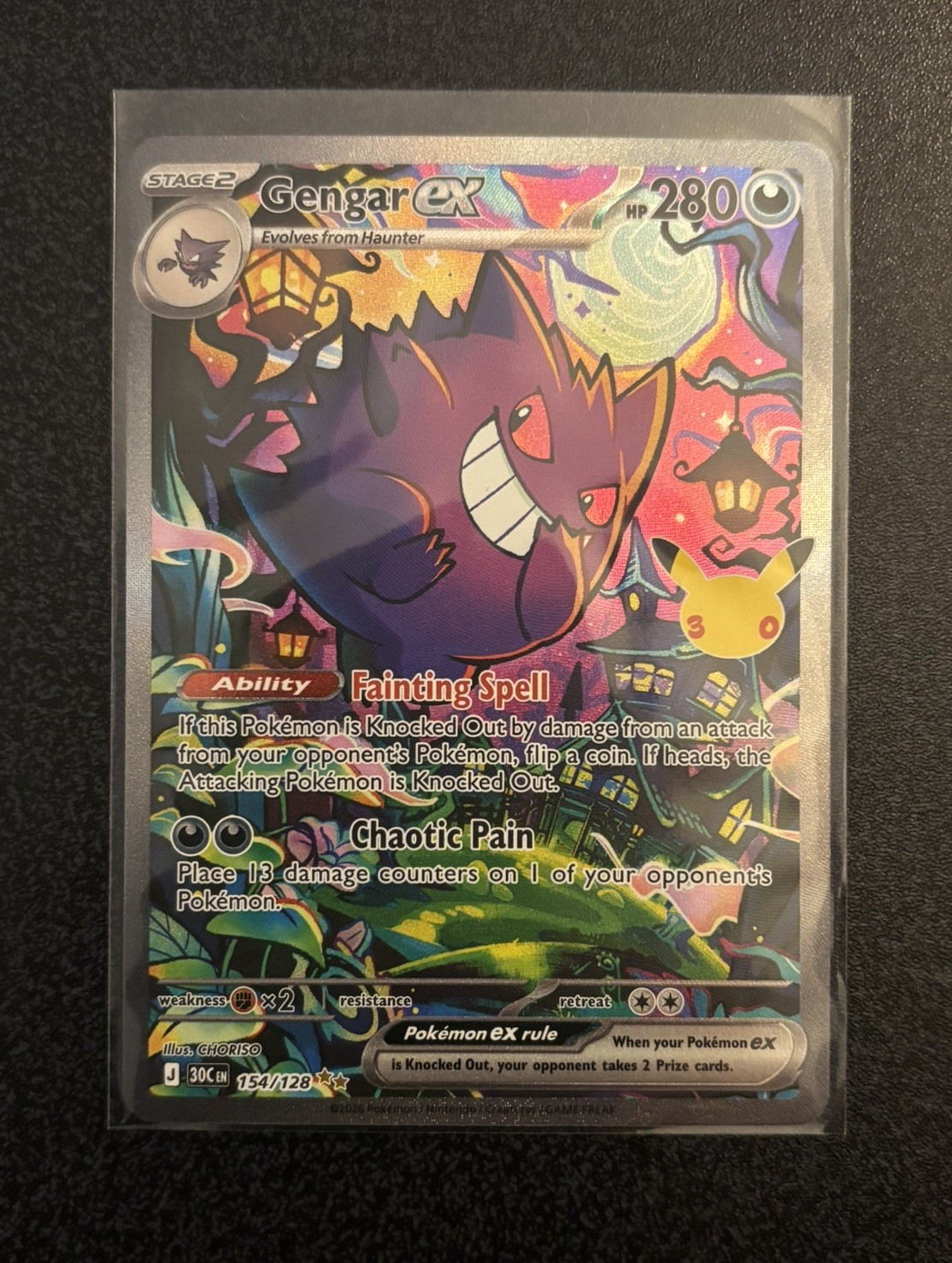 Pokemon TCG Gengar EX 154/128 30th Anniversary SIR English Mint Condition Holo