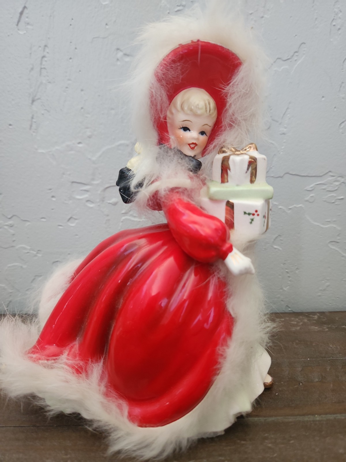Vintage 1950s Napco Christmas Girl Shopper With Presents Figurine Vintage 1950s Napco Christmas Girl Shopper With Presents Figurine