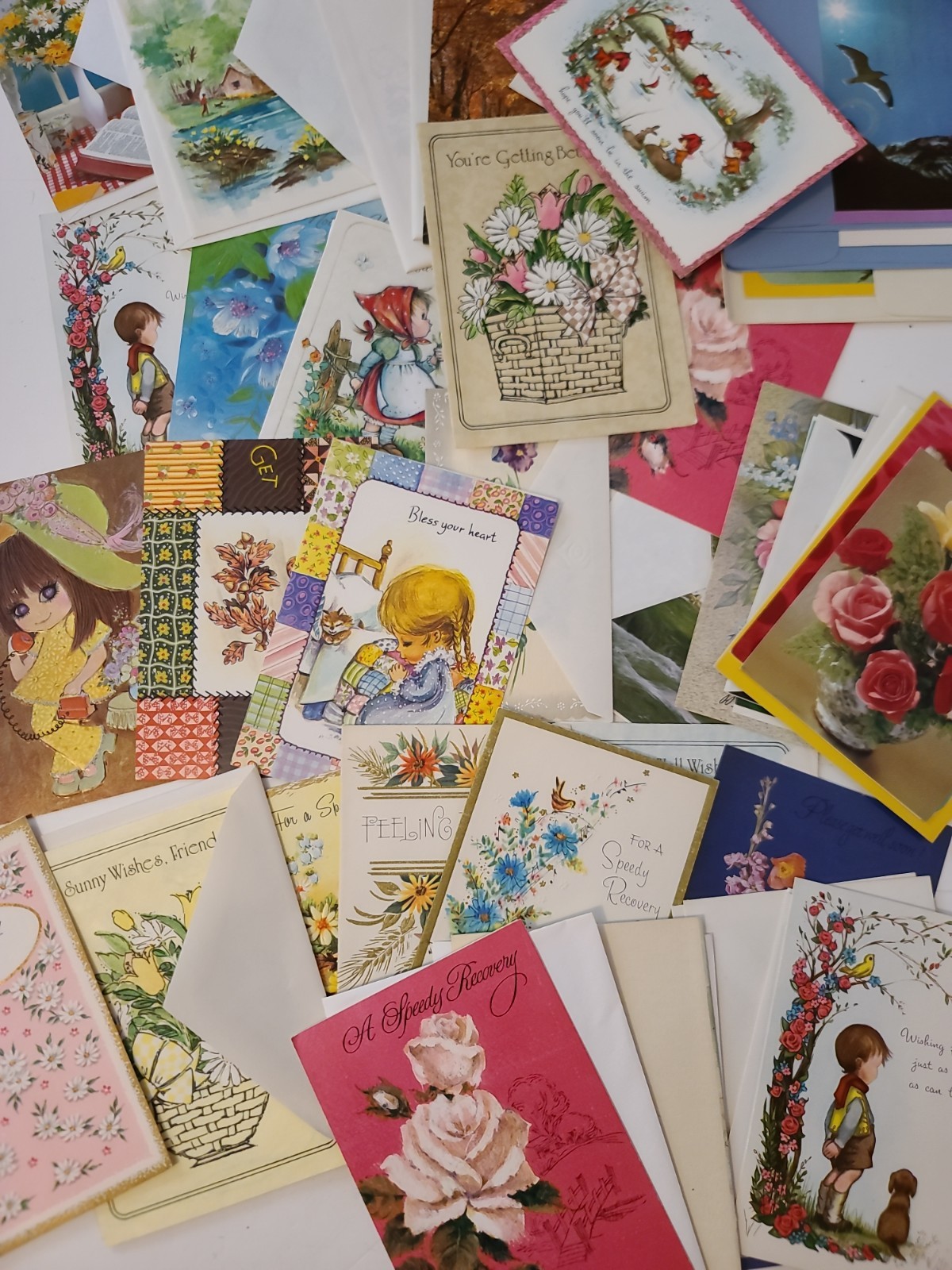 Vintage MCM 70s Get Well Soon Note Cards LARGE LOT Unused