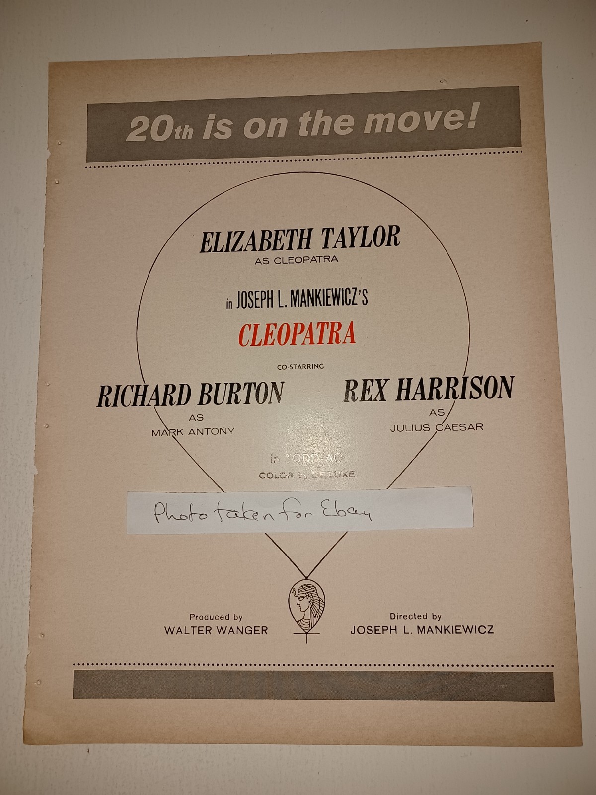 1961 Elizabeth Taylor Cleopatra, Ernest Hemingway 9x12 industry clipping ad