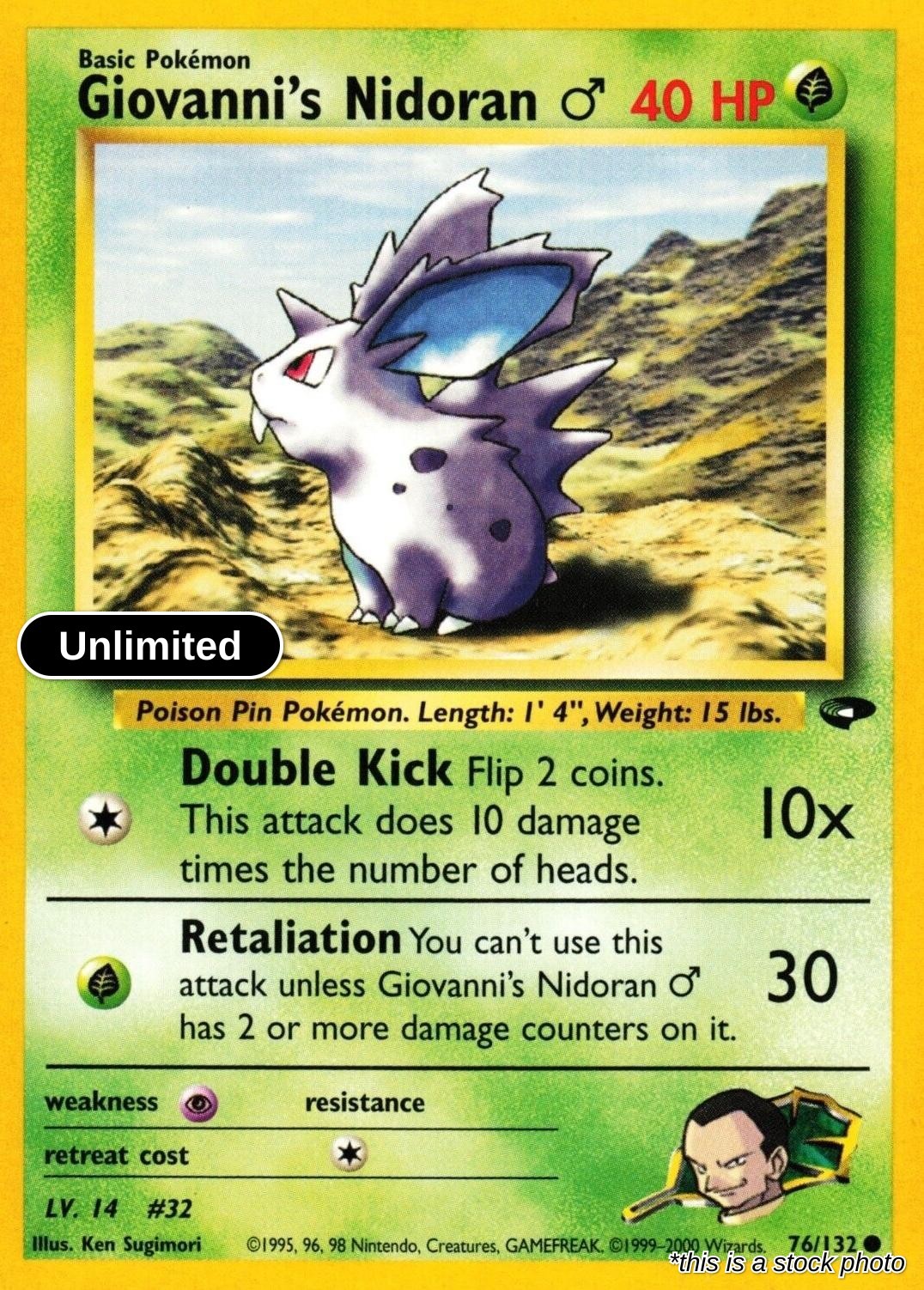 Giovanni's Nidoran M : G2 Unlimited - 076/132 Lightly Played Giovanni's Nidoran M : G2 Unlimited - 076/132 Lightly Played