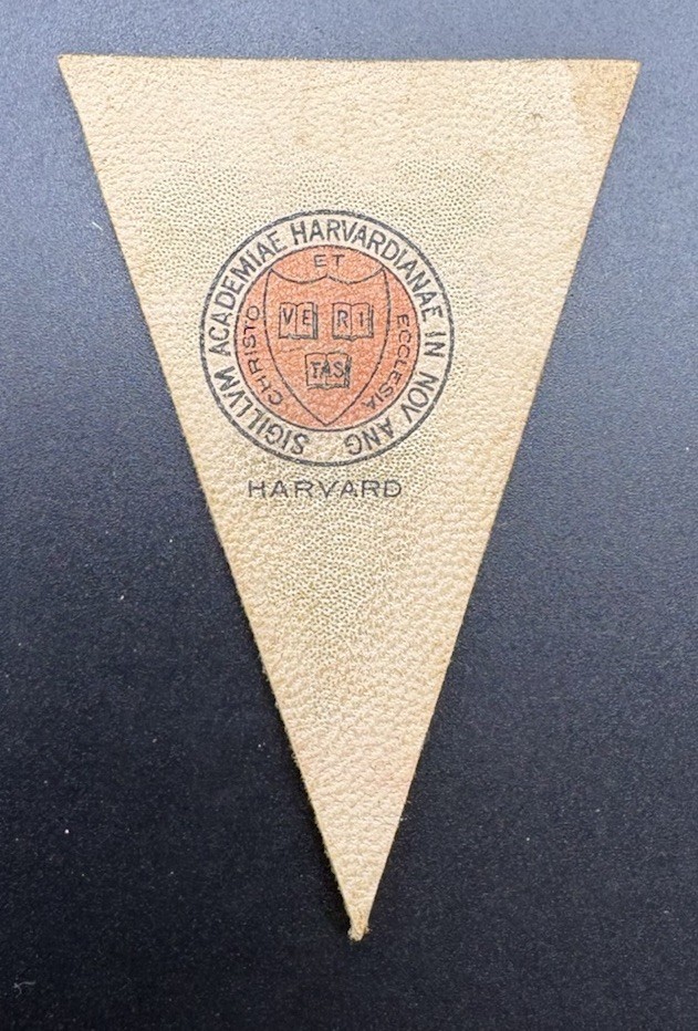c1910 L22 Harvard University College Pennant Tobacco Leather Seal Antique