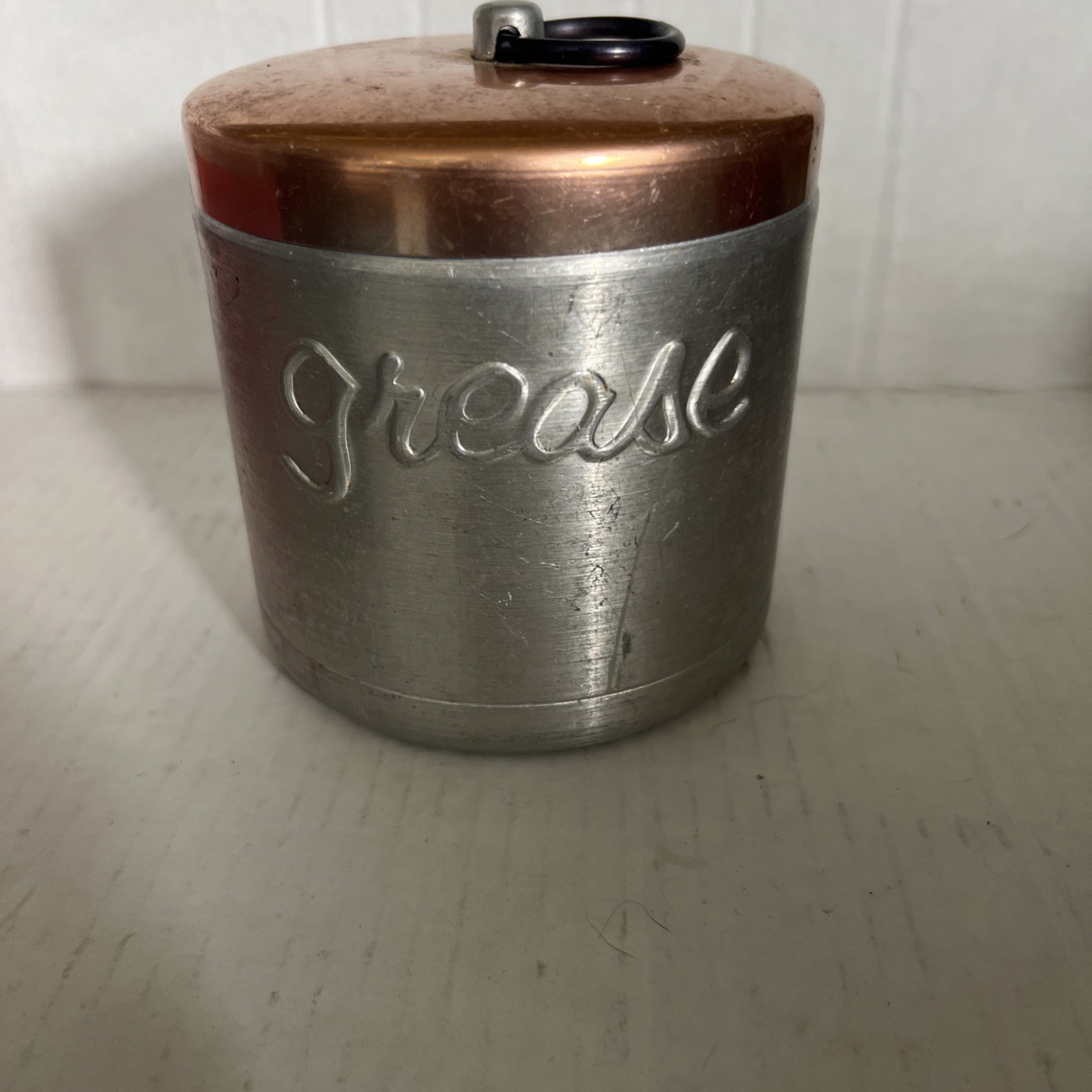 Vintage 3 Piece Aluminum Grease Canister Strainer And Lid 5 1/2" Tall
