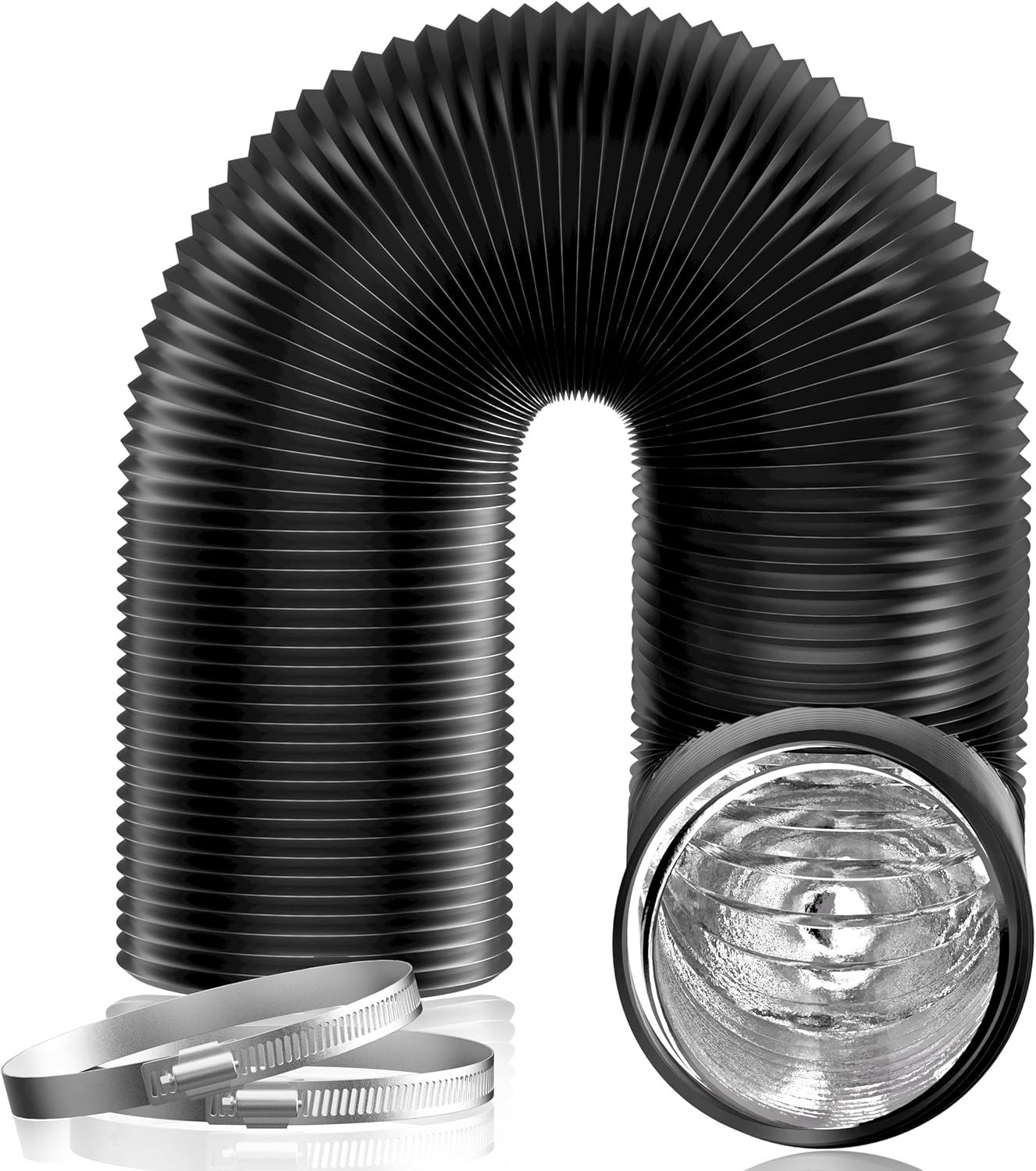 5 Inch Air Duct - 16 FT Long Black Flexible Ducting HVAC Ventilation Air Hose 5 Inch Air Duct - 16 FT Long Black Flexible Ducting HVAC Ventilation Air Hose