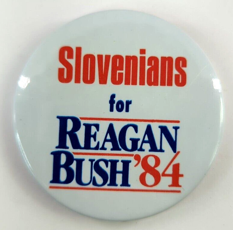 Rare Original: SLOVENIANS for REAGAN BUSH ‘84 Vintage Political Pin back Button Rare Original: SLOVENIANS for REAGAN BUSH ‘84 Vintage Political Pin back Button