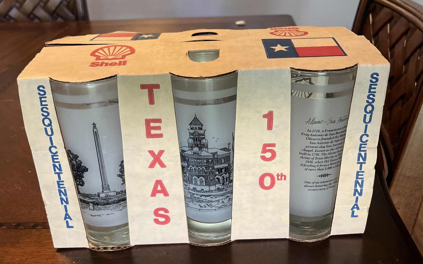 Vintage Shell Texas 150th Anniversary Sesquicentennial Frosted Glass Set of 6 Vintage Shell Texas 150th Anniversary Sesquicentennial Frosted Glass Set of 6