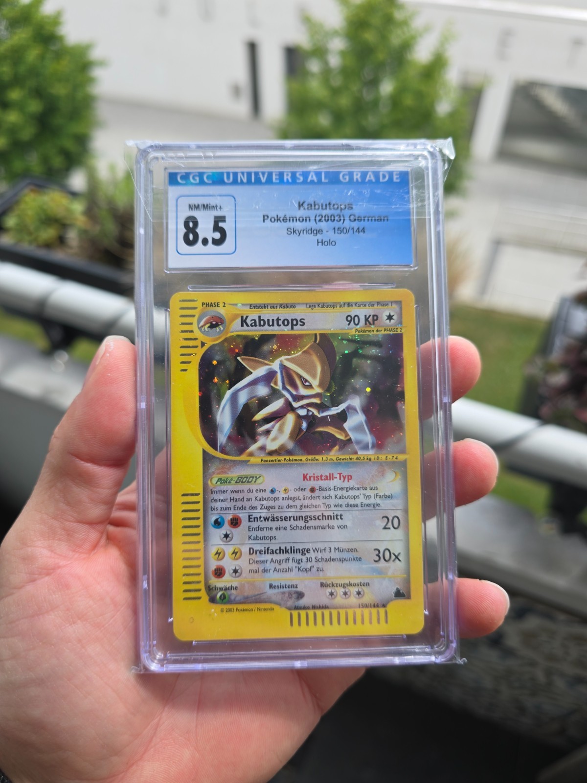 Pokemon Crystal Kabutops Skyridge CGC 8.5 150/144 German Vintage Pokemon Crystal Kabutops Skyridge CGC 8.5 150/144 German Vintage