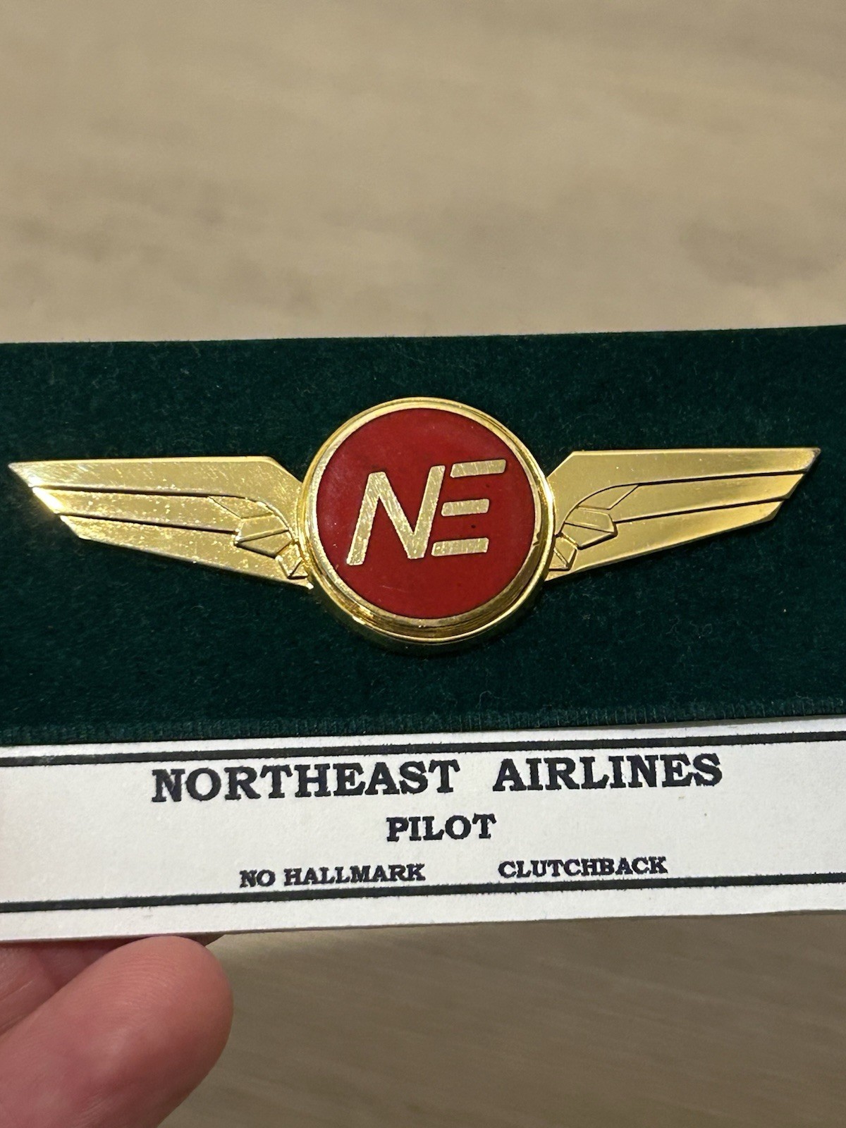 Rare Vintage Northeast Airlines Pilot Wings Badge Insignia Mid-Century Jet Age