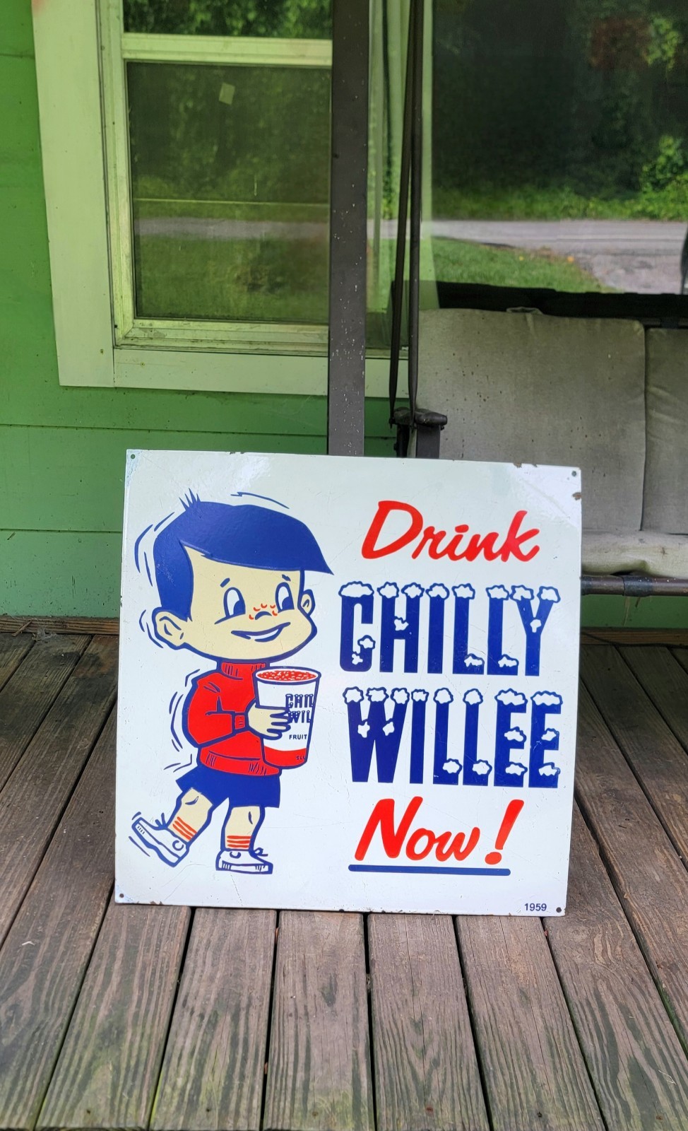 Drink Chilly Willee Porcelain Sign Drink Chilly Willee Porcelain Sign