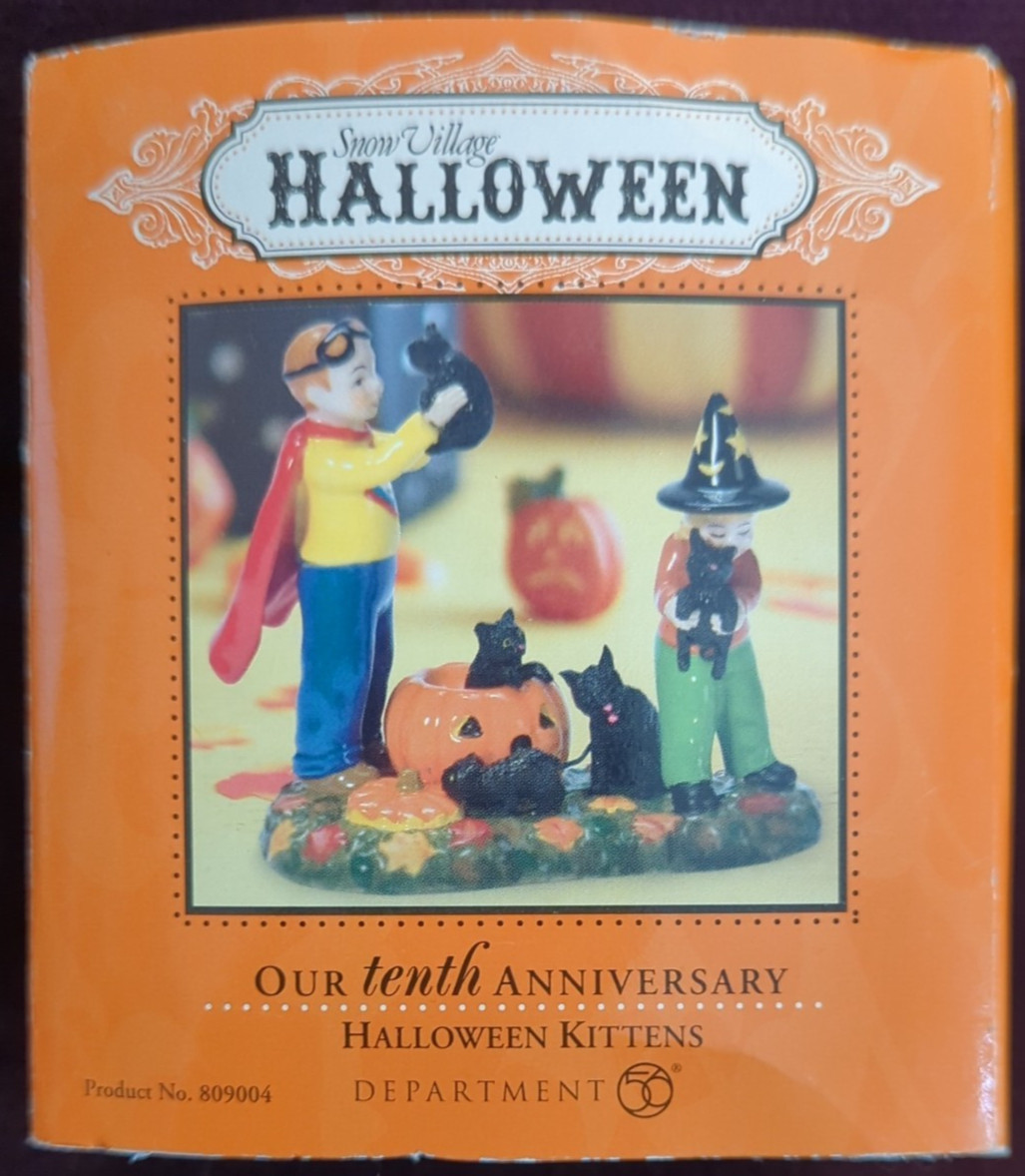 Dept 56 Snow Village Halloween 10th Anniversary "Halloween Kittens" #809004 New Dept 56 Snow Village Halloween 10th Anniversary "Halloween Kittens" #809004 New