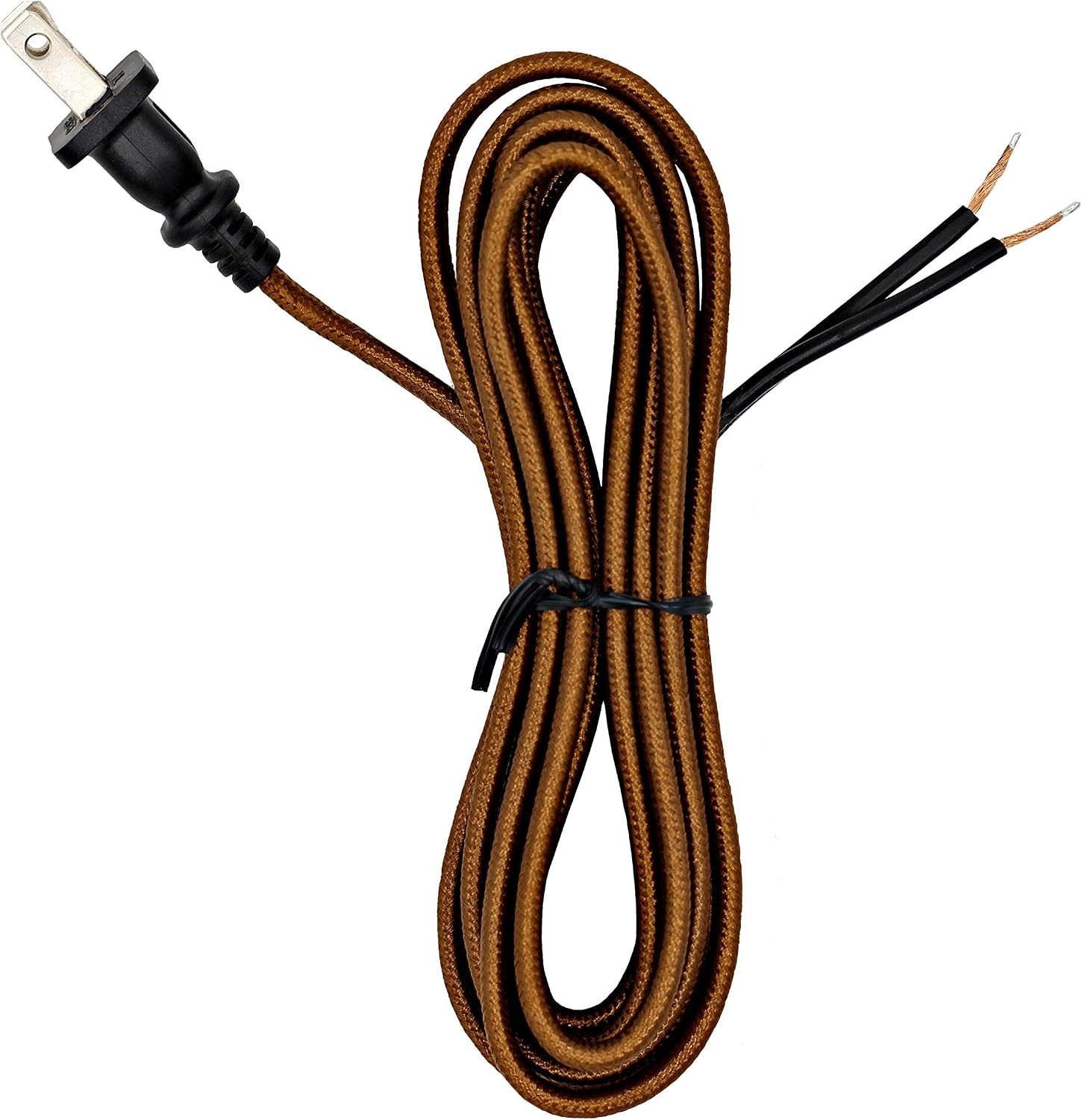 8ft Brown Rayon Cloth Covered Electric Lamp Cord W/ End Plug DIY Lamp Repair NEW 8ft Brown Rayon Cloth Covered Electric Lamp Cord W/ End Plug DIY Lamp Repair NEW