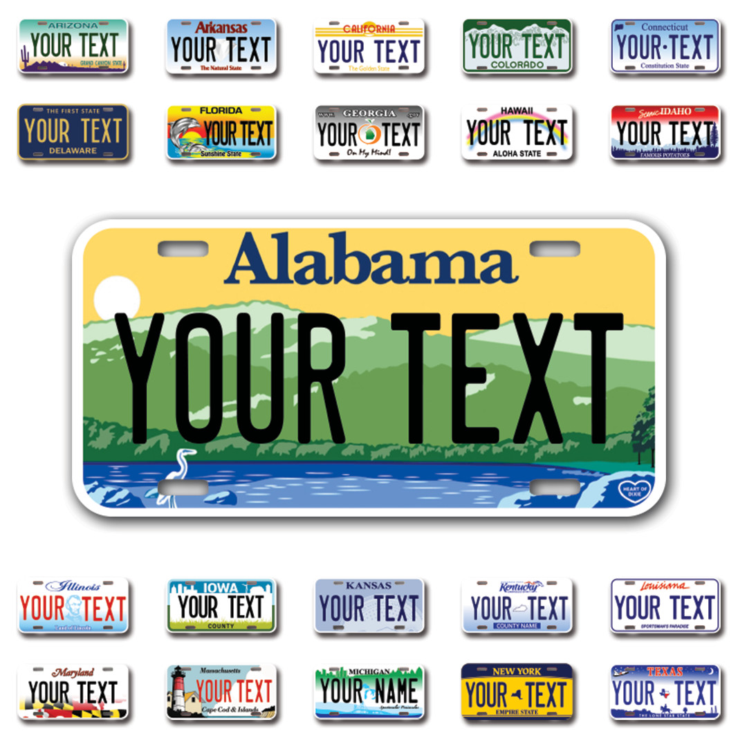 Custom state License Plates with personalized text Car 12x6- Moto 7x4 - Bike 6x3 Custom state License Plates with personalized text Car 12x6- Moto 7x4 - Bike 6x3