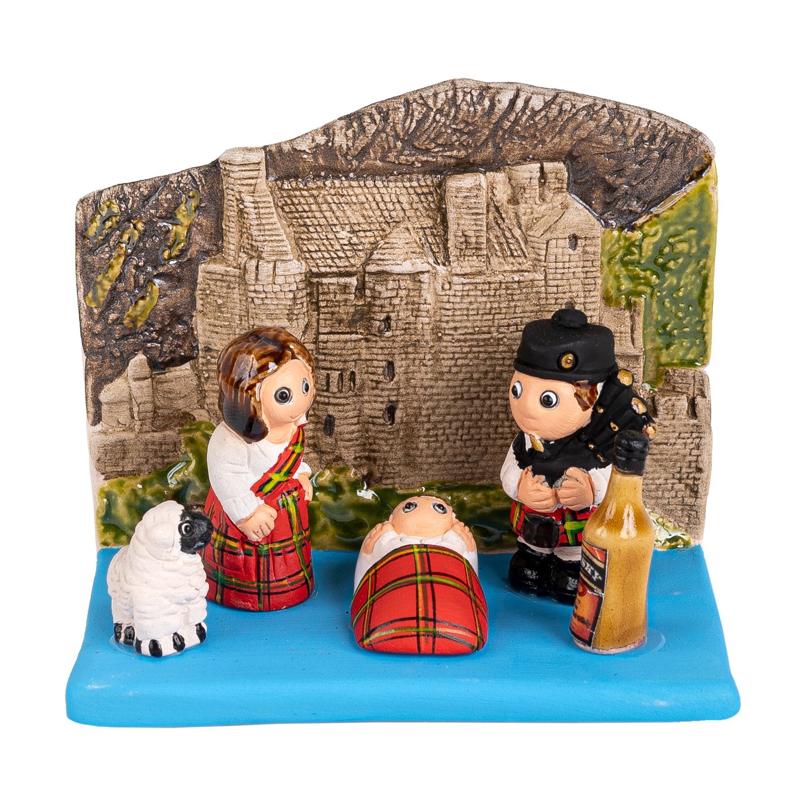 Scottish Nativity Handmade Clay 3.3in Scotland Whisky Bagpipe Edinburgh UK Art Scottish Nativity Handmade Clay 3.3in Scotland Whisky Bagpipe Edinburgh UK Art