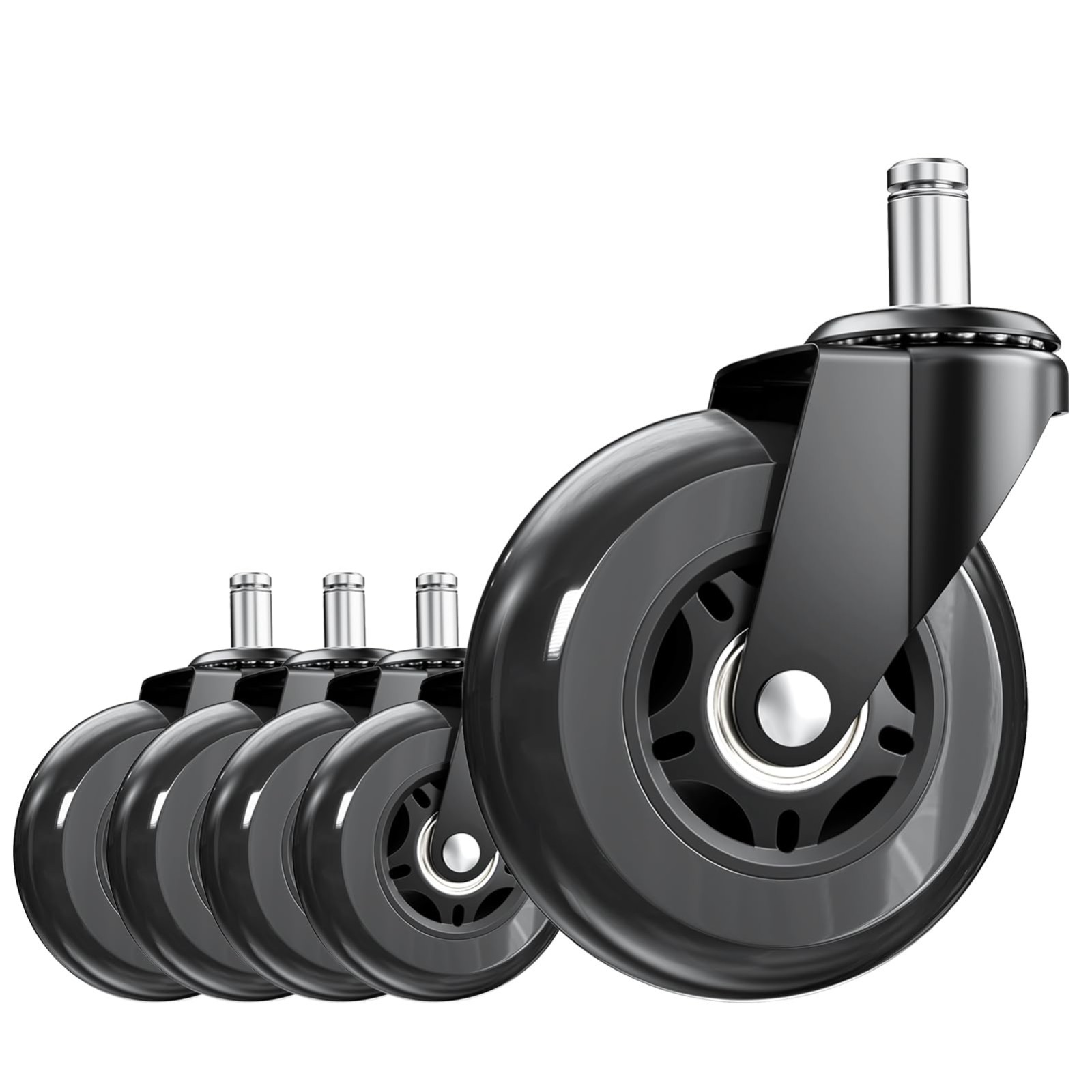 3 Inch Office Chair Wheels, Set of 5 (Black) 3 Inch Office Chair Wheels, Set of 5 (Black)