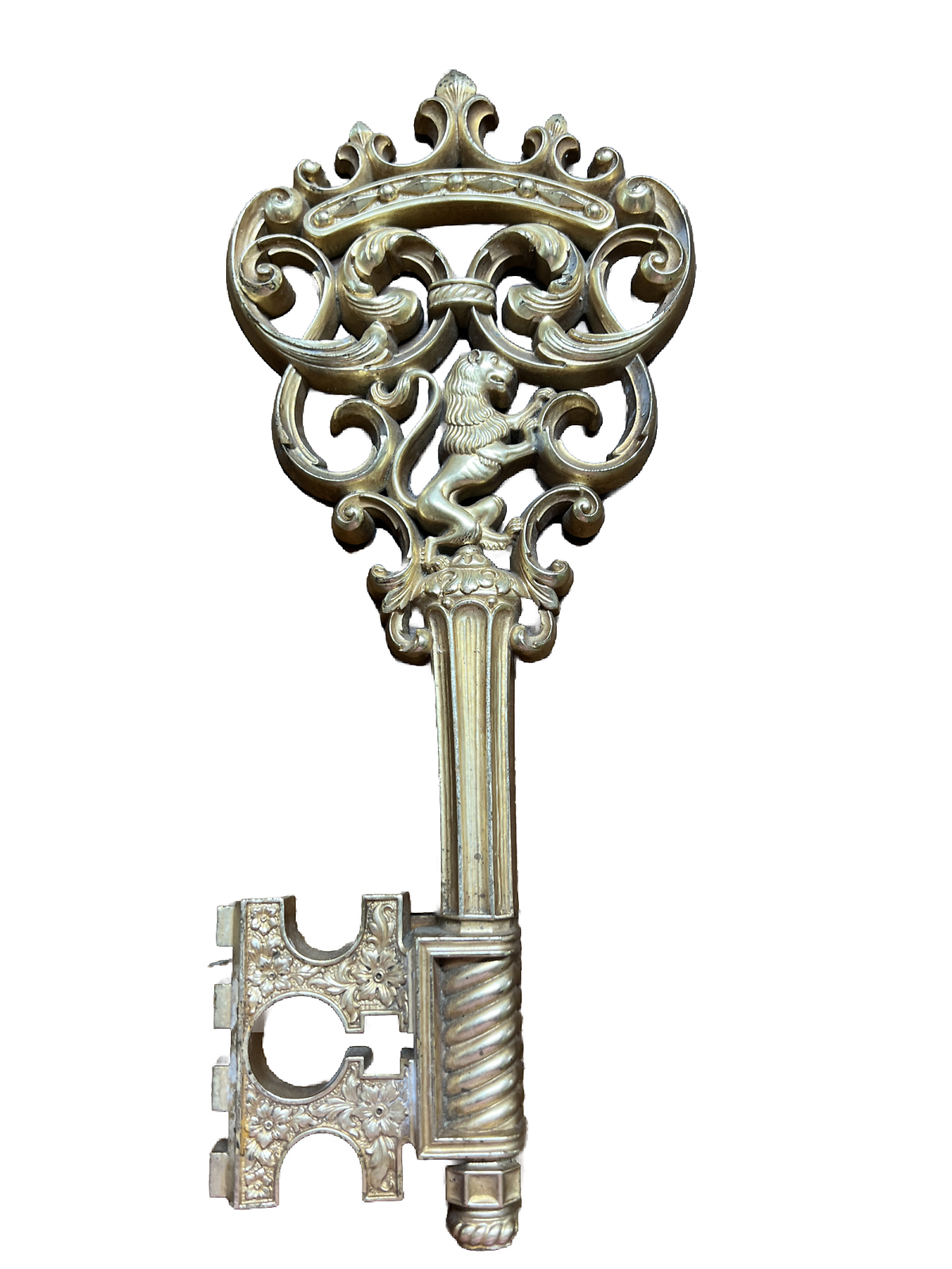 VTG Syroco Large Gold Skeleton Key Lion MCM Regency Wall Art Home Decor