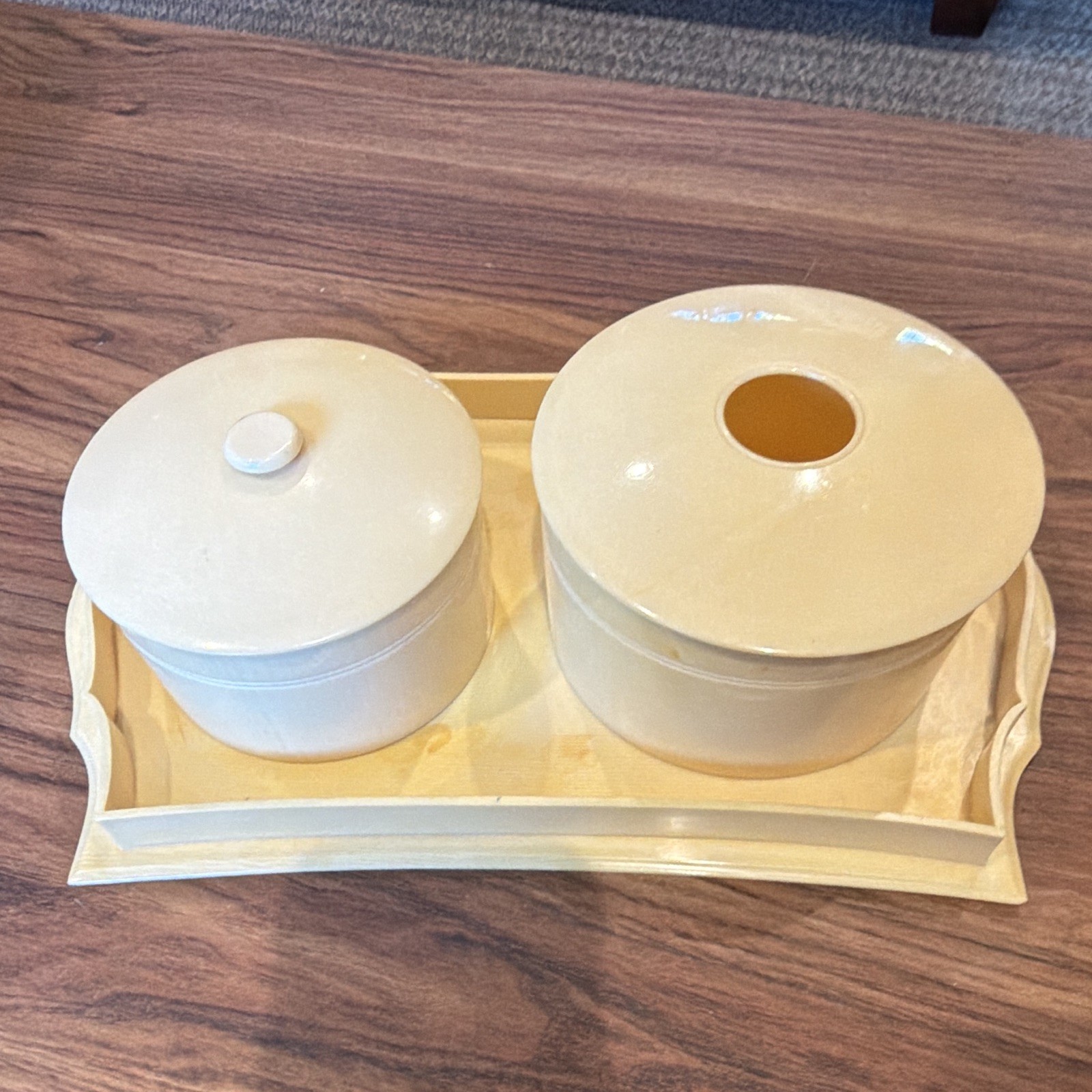 Antique 1920s DuPont DuBarry ivory Pyralin Celluloid 3pc Vanity Set Dresser Tray Antique 1920s DuPont DuBarry ivory Pyralin Celluloid 3pc Vanity Set Dresser Tray
