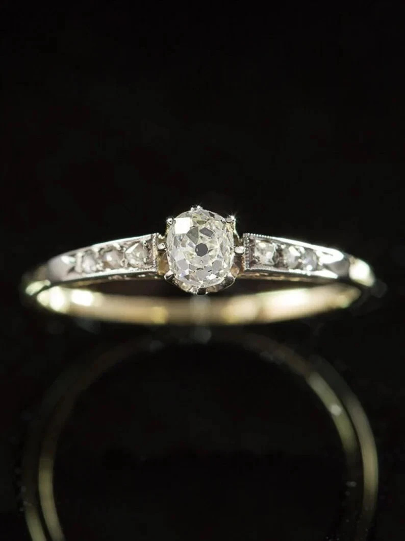 Antique Art Deco Diamond 10K Yellow Gold Over Solitaire Engagement Ring Sz 5-12 Antique Art Deco Diamond 10K Yellow Gold Over Solitaire Engagement Ring Sz 5-12