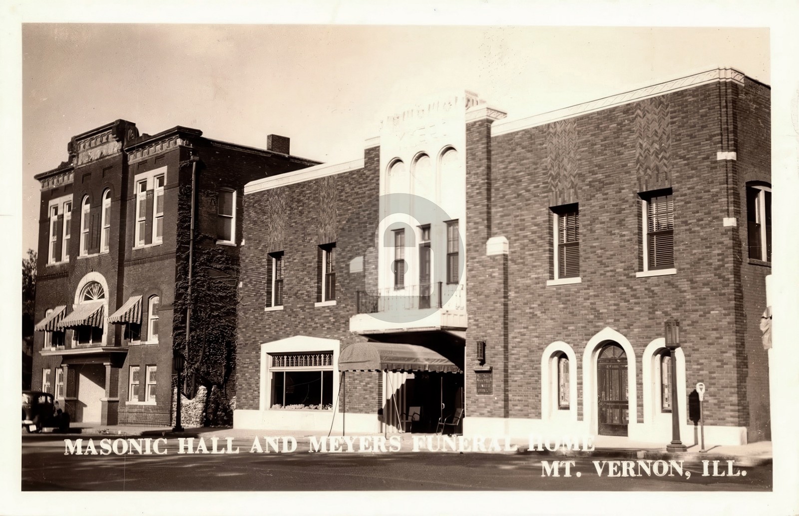 Masonic Gall Myers Funeral Home Mount Vernon Illinois IL c1940s RPPC COPY Masonic Gall Myers Funeral Home Mount Vernon Illinois IL c1940s RPPC COPY