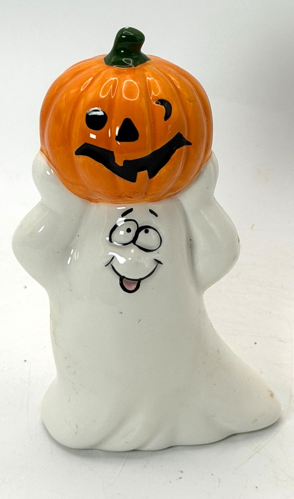 Vintage CERAMIC HALLOWEEN GHOST & PUMPKIN~5" Figurine Decoration Vintage CERAMIC HALLOWEEN GHOST & PUMPKIN~5" Figurine Decoration