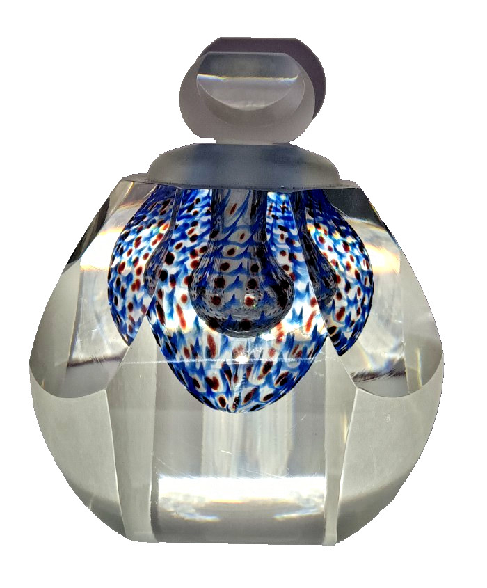 Vtg Kit Karbler Michael David Studio Blown Cut Frosted Art Glass Perfume Bottle Vtg Kit Karbler Michael David Studio Blown Cut Frosted Art Glass Perfume Bottle