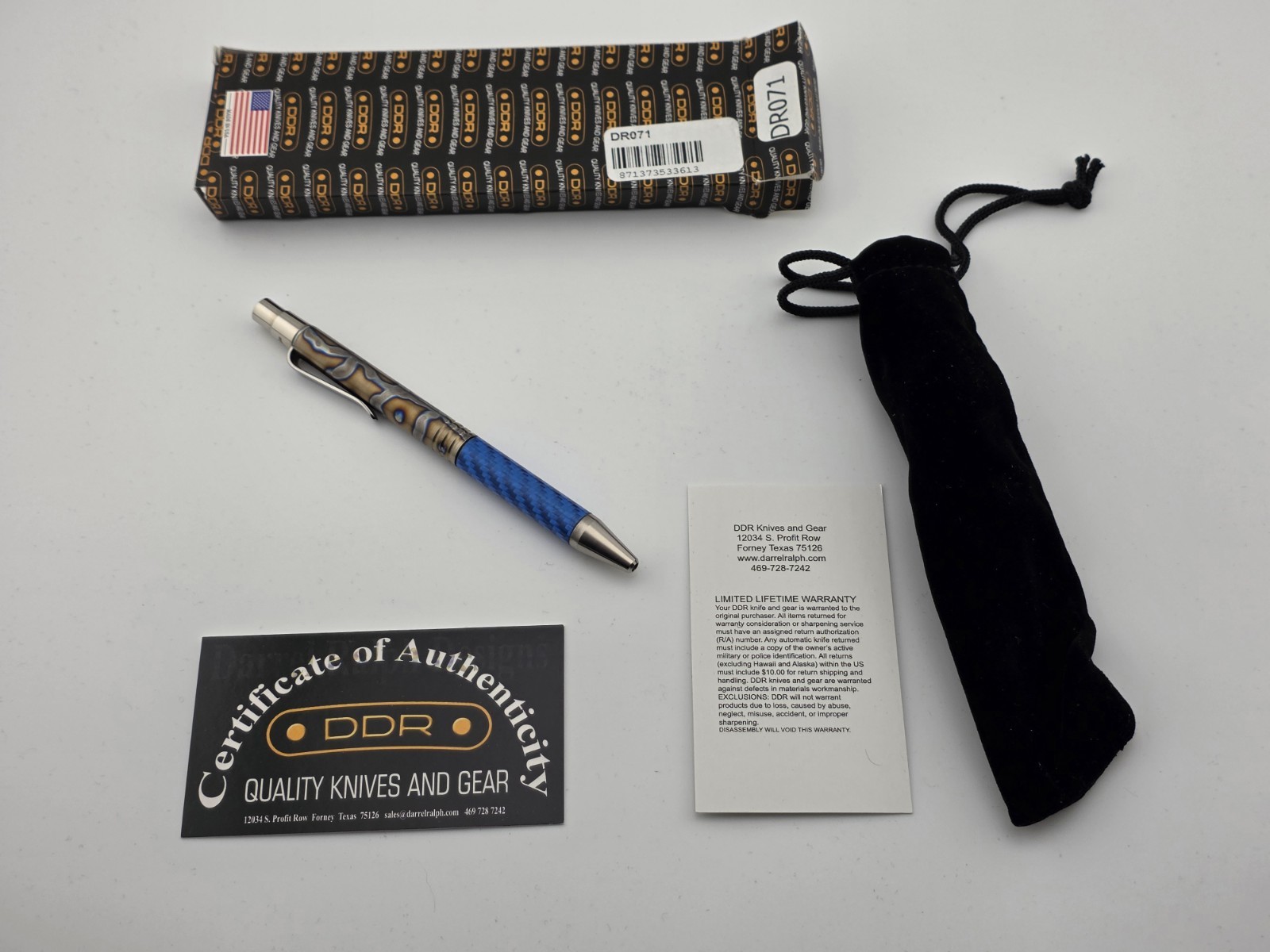 **NEW & RARE** Darrel Ralph DDR Flame Ano Ti & Blue Carbon Fiber Click Pen DR071 **NEW & RARE** Darrel Ralph DDR Flame Ano Ti & Blue Carbon Fiber Click Pen DR071