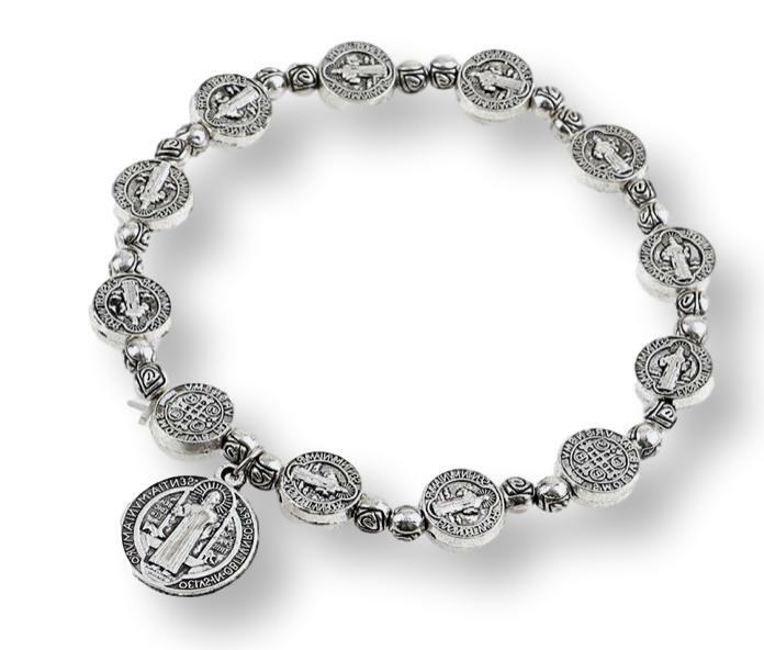 Saint Benedict Medal Rosary Bracelet Pulsera De Plata De San Benito Saint Benedict Medal Rosary Bracelet Pulsera De Plata De San Benito