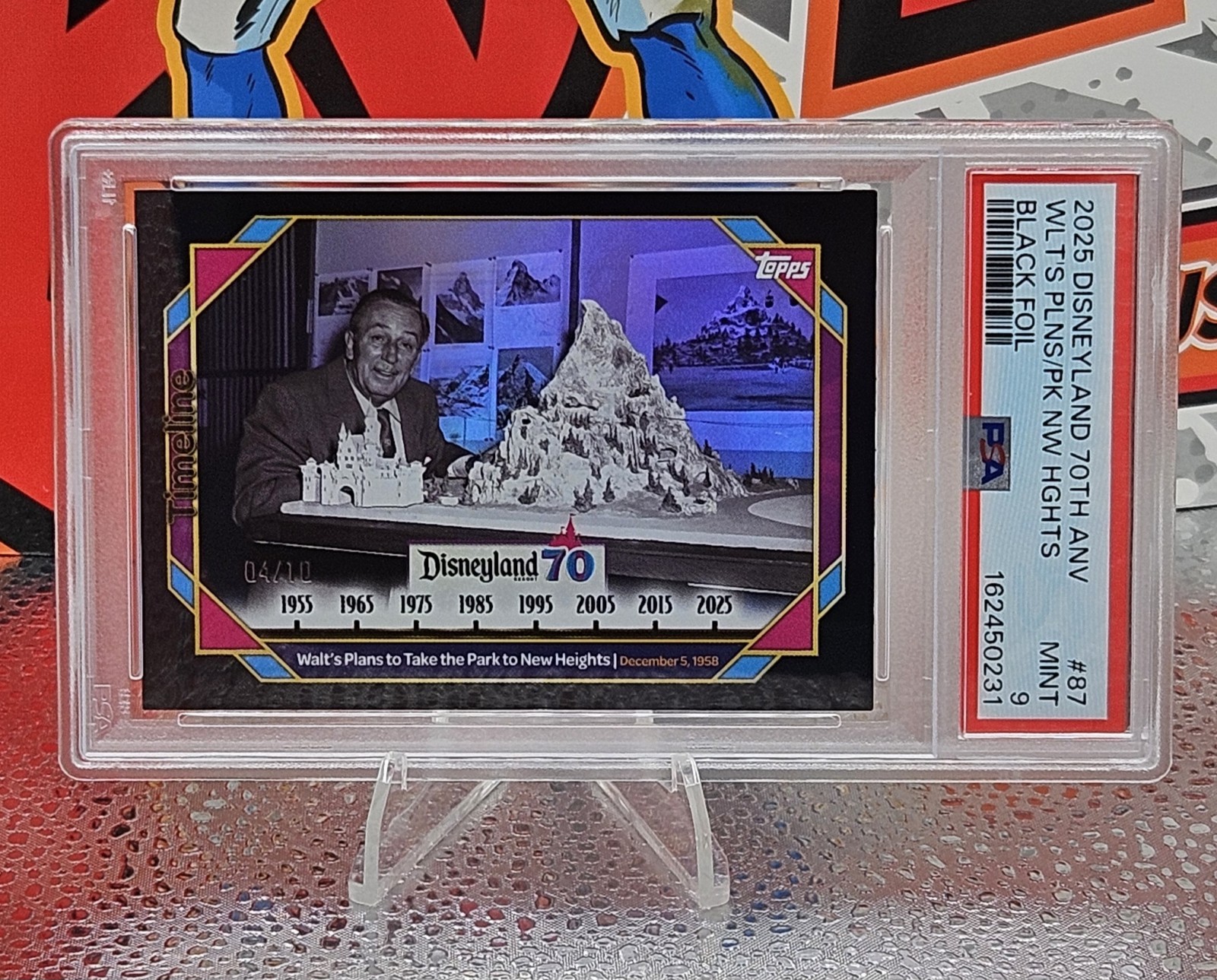 2025 Topps Disneyland 70th Walt's Plans #87 Black Foil 04/10 PSA 9 Population 1 2025 Topps Disneyland 70th Walt's Plans #87 Black Foil 04/10 PSA 9 Population 1