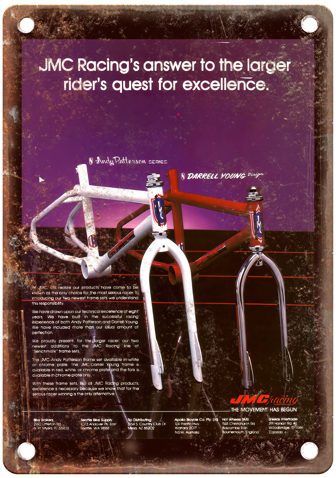 Old School BMX 1984 JMC Vintage Magazine Ad Reproduction Metal Sign B1152