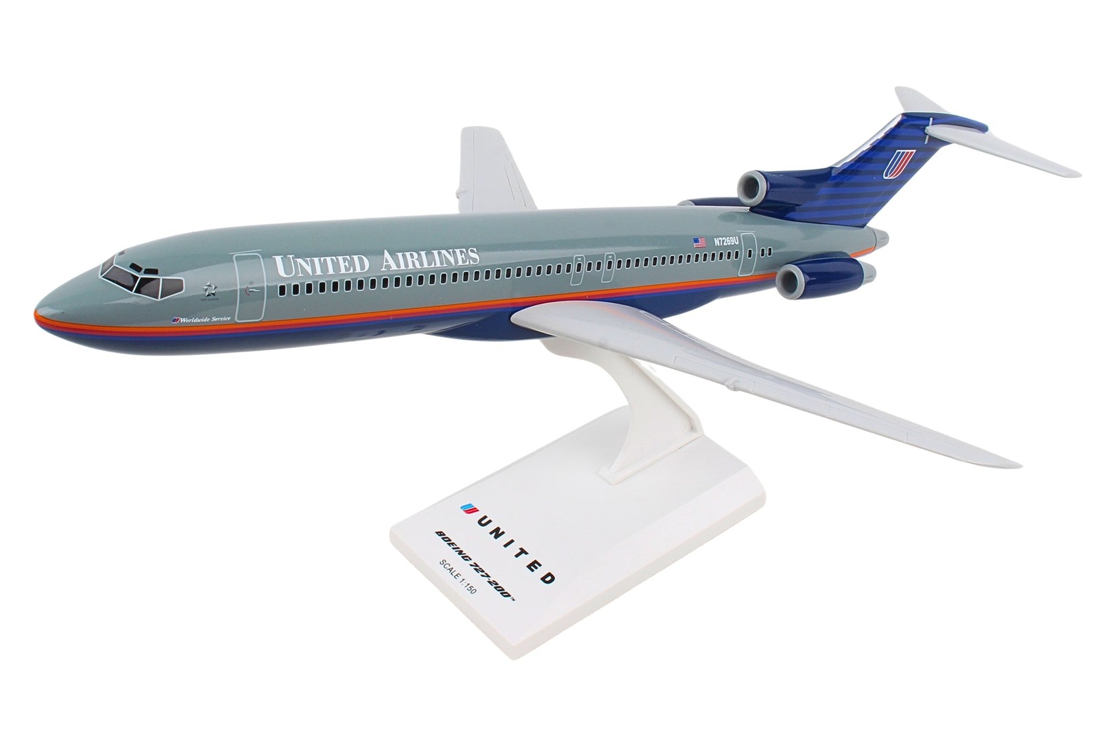 Skymarks SKR250 United Airlines Boeing 727-200 N7269U Desk Model 1/150 Airplane Skymarks SKR250 United Airlines Boeing 727-200 N7269U Desk Model 1/150 Airplane