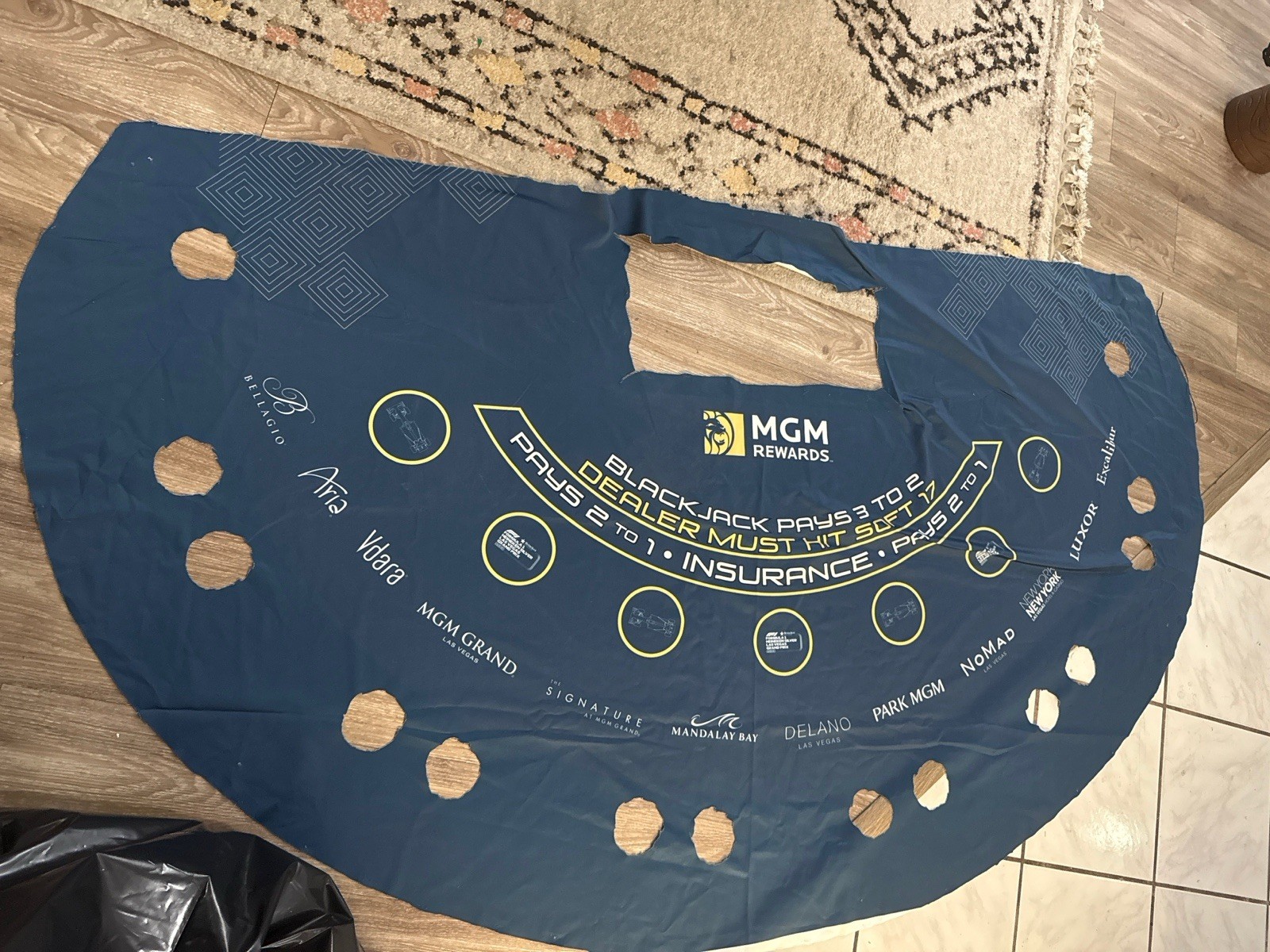 Authentic Casino Used MGM Rewards F1 Las Vegas Grand Prix Blackjack Layout (H4)