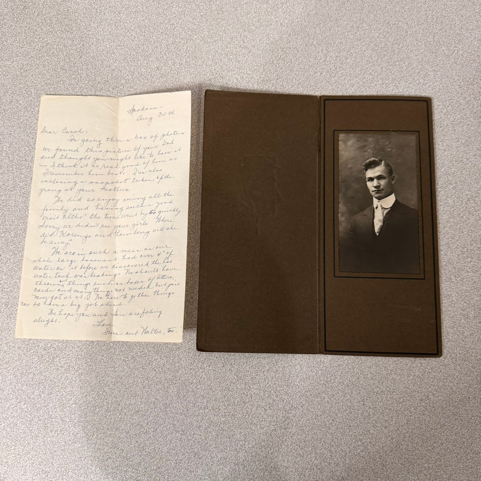 Early 1900s Portrait Young Man Photograph Mounted Folio Spokane Letter Folder Early 1900s Portrait Young Man Photograph Mounted Folio Spokane Letter Folder