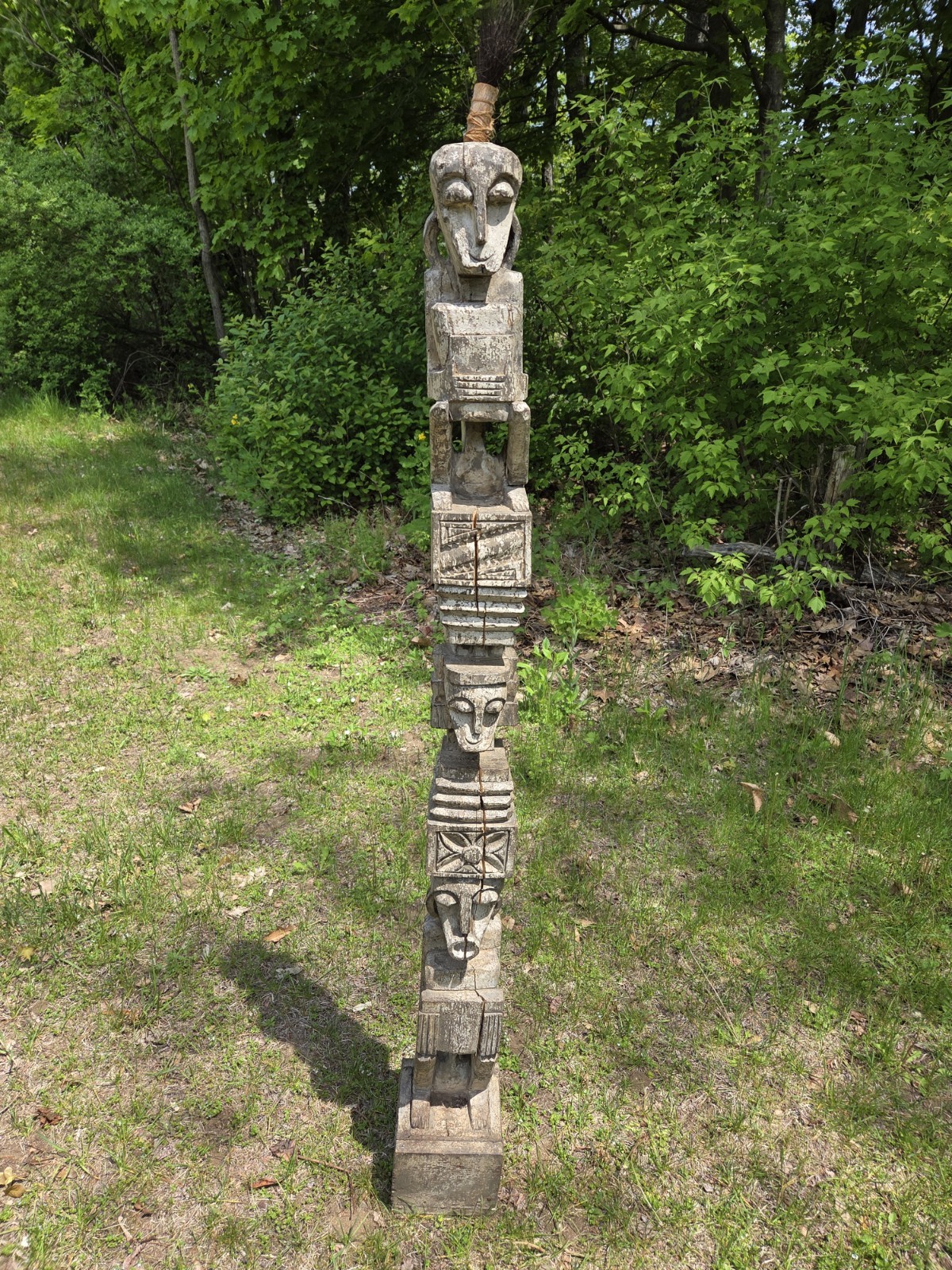 Antique African Hand- Carved Totem, 68" Tall Antique African Hand- Carved Totem, 68" Tall