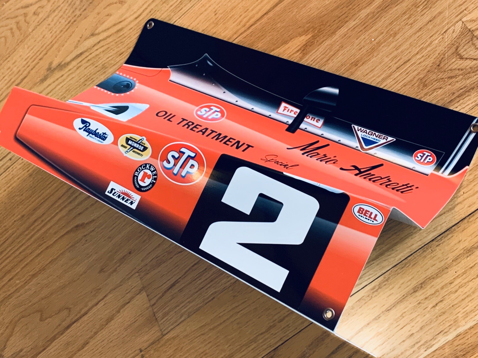 WOW1969 Indy 500 Mario Andretti Brawner Hawk Ford Race Car Side VieW Sign WOW1969 Indy 500 Mario Andretti Brawner Hawk Ford Race Car Side VieW Sign