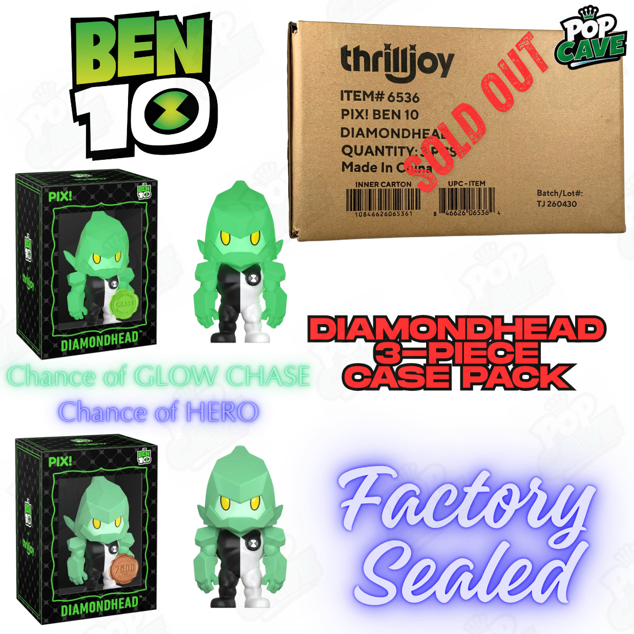 Thrilljoy Pop Cave BEN 10 DIAMONDHEAD Sealed Case of 3 🔥CHANCE OF CHASE🔥 Thrilljoy Pop Cave BEN 10 DIAMONDHEAD Sealed Case of 3 🔥CHANCE OF CHASE🔥